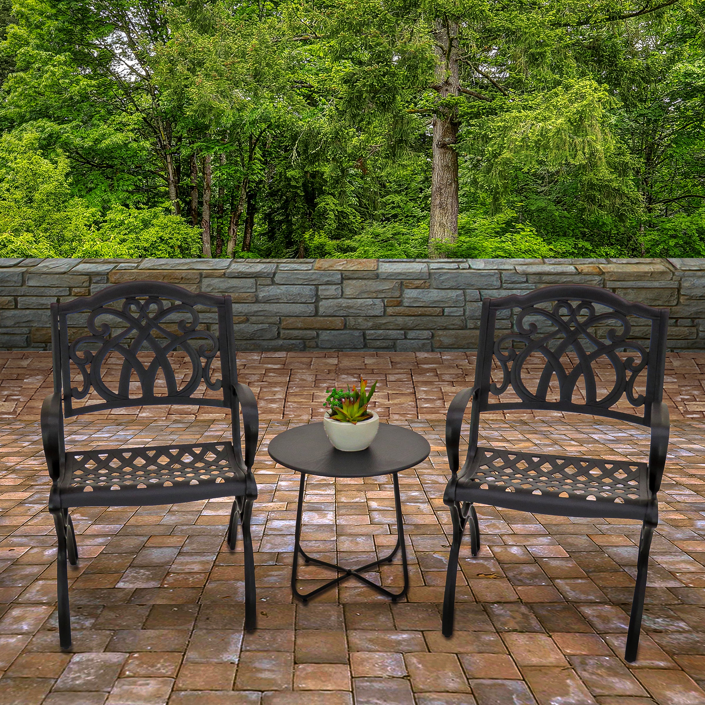 24x26x36 in. Leeds Aluminum Circle All Weather Chairs, Set of 2, Leeds Collection - Image 2