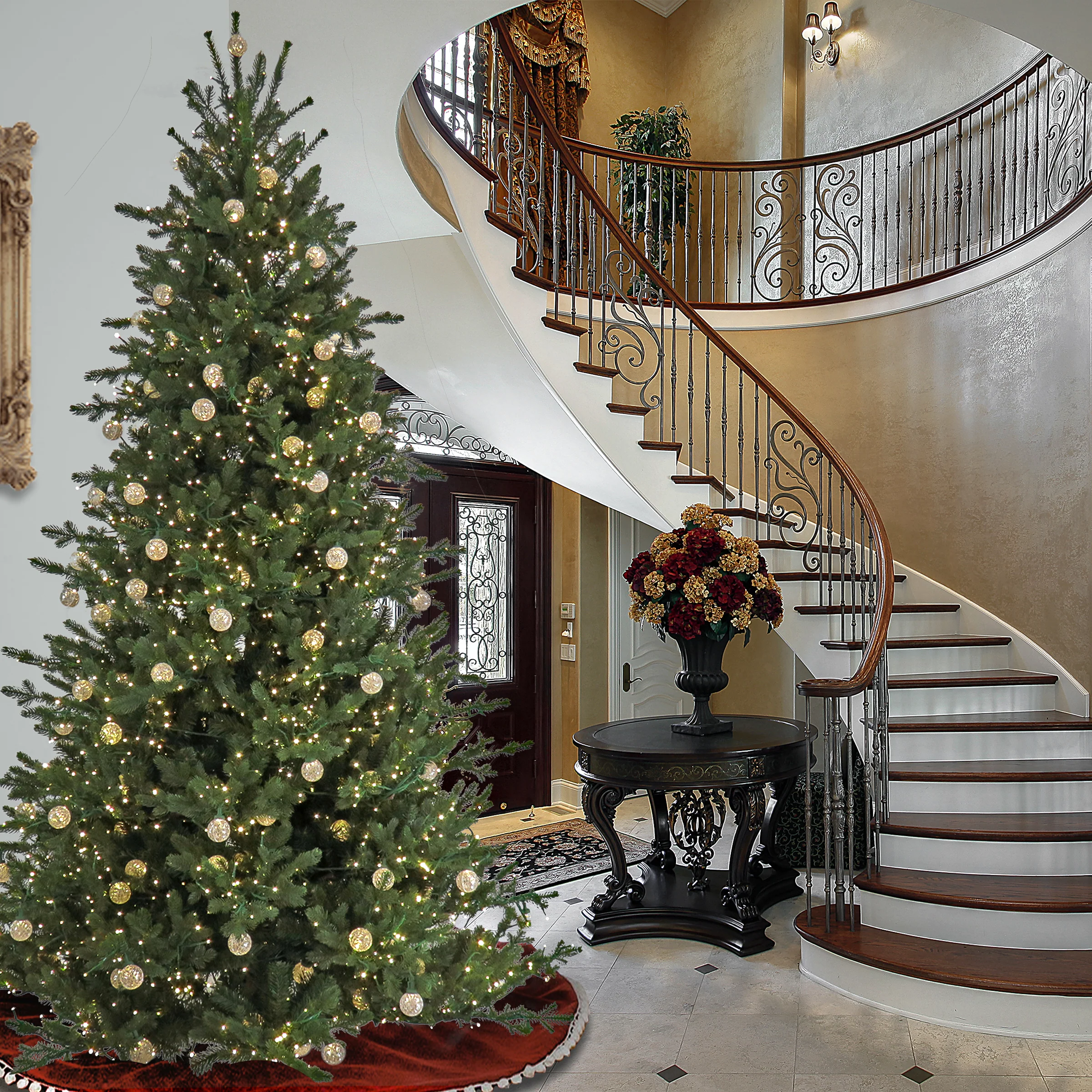 10 ft. Pre-Lit Aspen Pine Hinged Tree with Warm White LED Light - Image 2