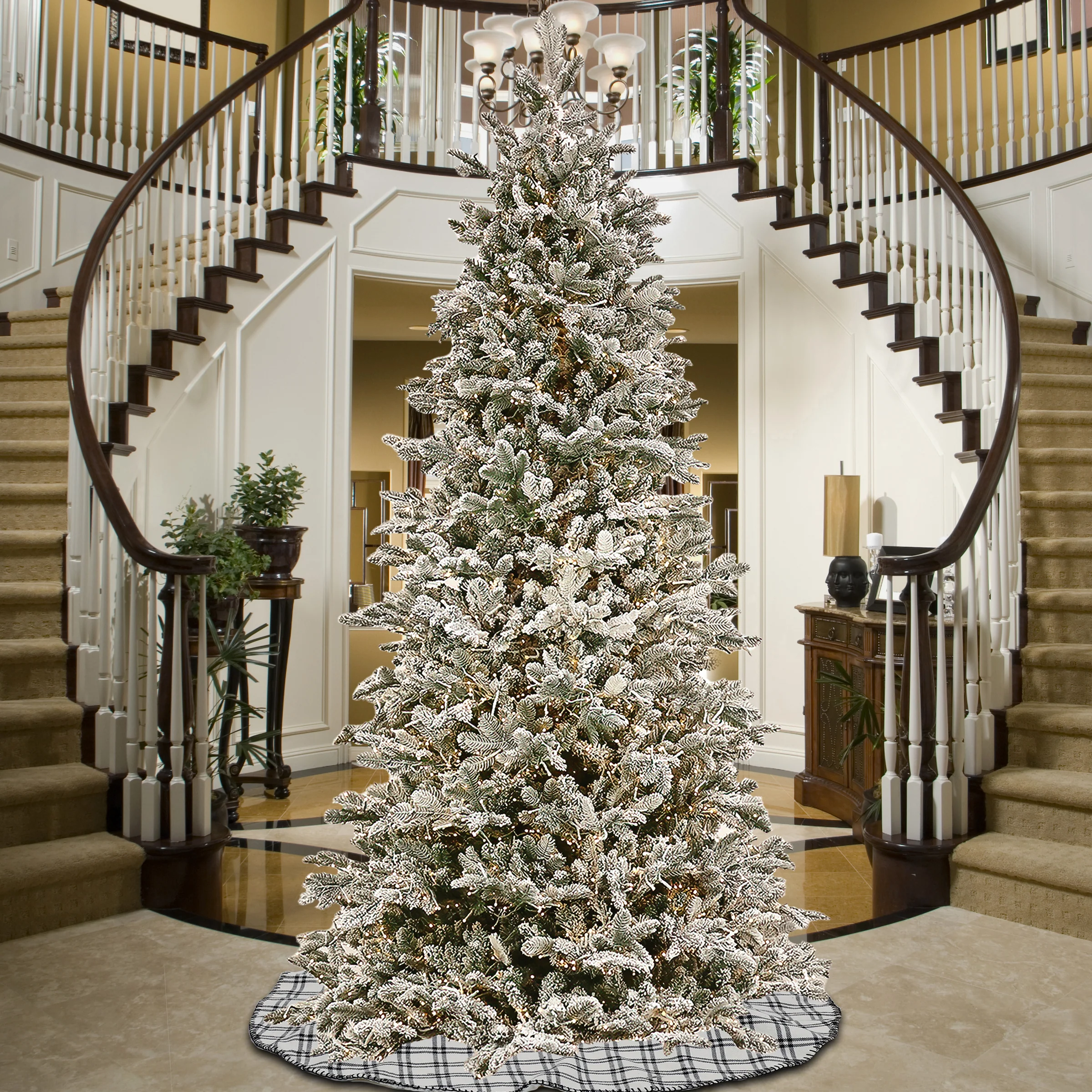 10ft. Pre-Lit Snowy Slim Hinged Tree with Warm White LED Lights - Image 2