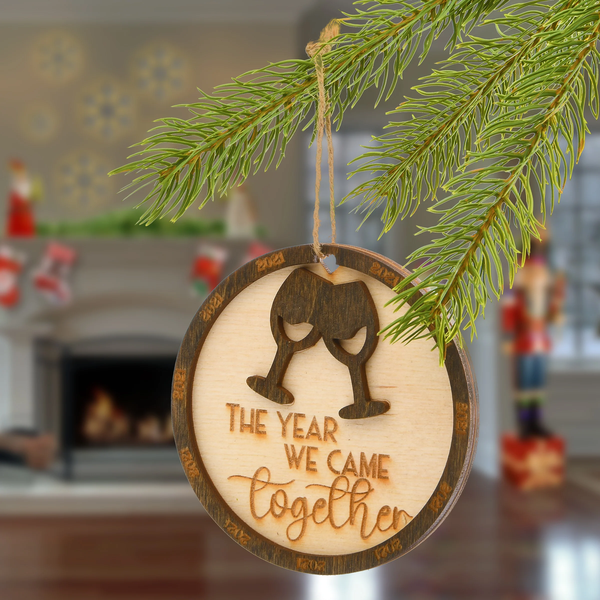 2021 "The Year We Came Together" Wood Christmas Ornament with Hanging Loop, 3 in - Image 2