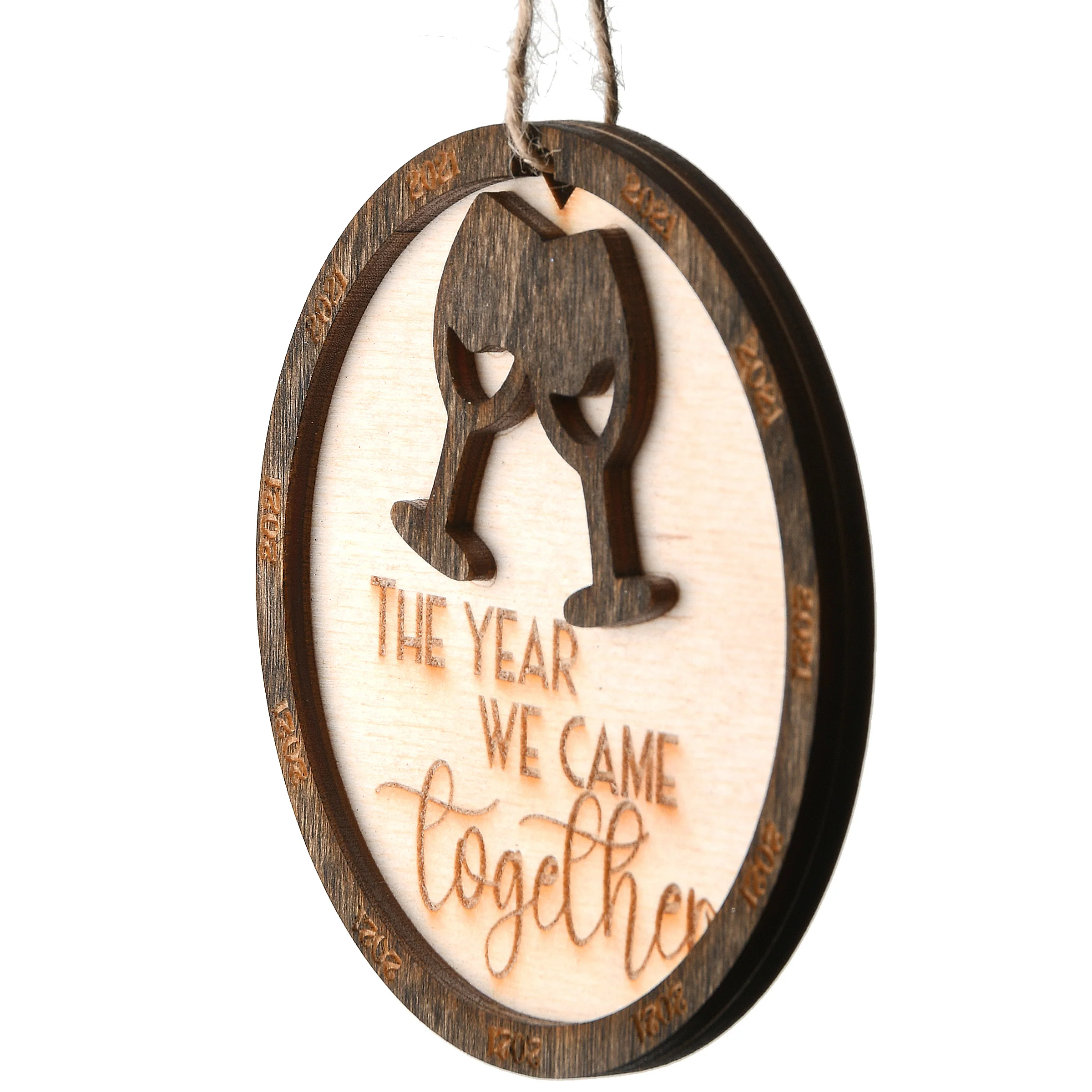 2021 "The Year We Came Together" Wood Christmas Ornament with Hanging Loop, 3 in - Image 3