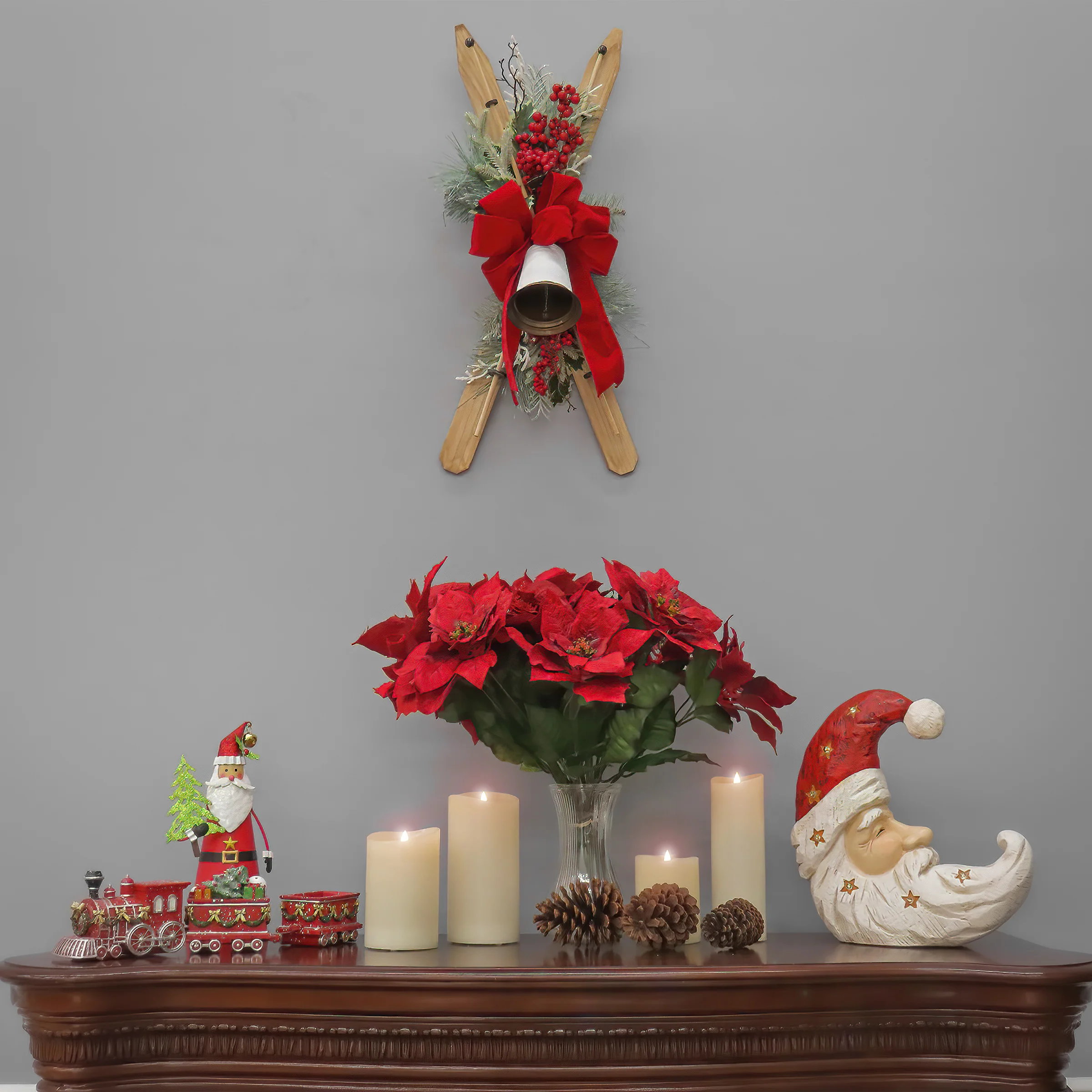 28 in. Ski's with Pine and Berry Plastic Swag - Image 2