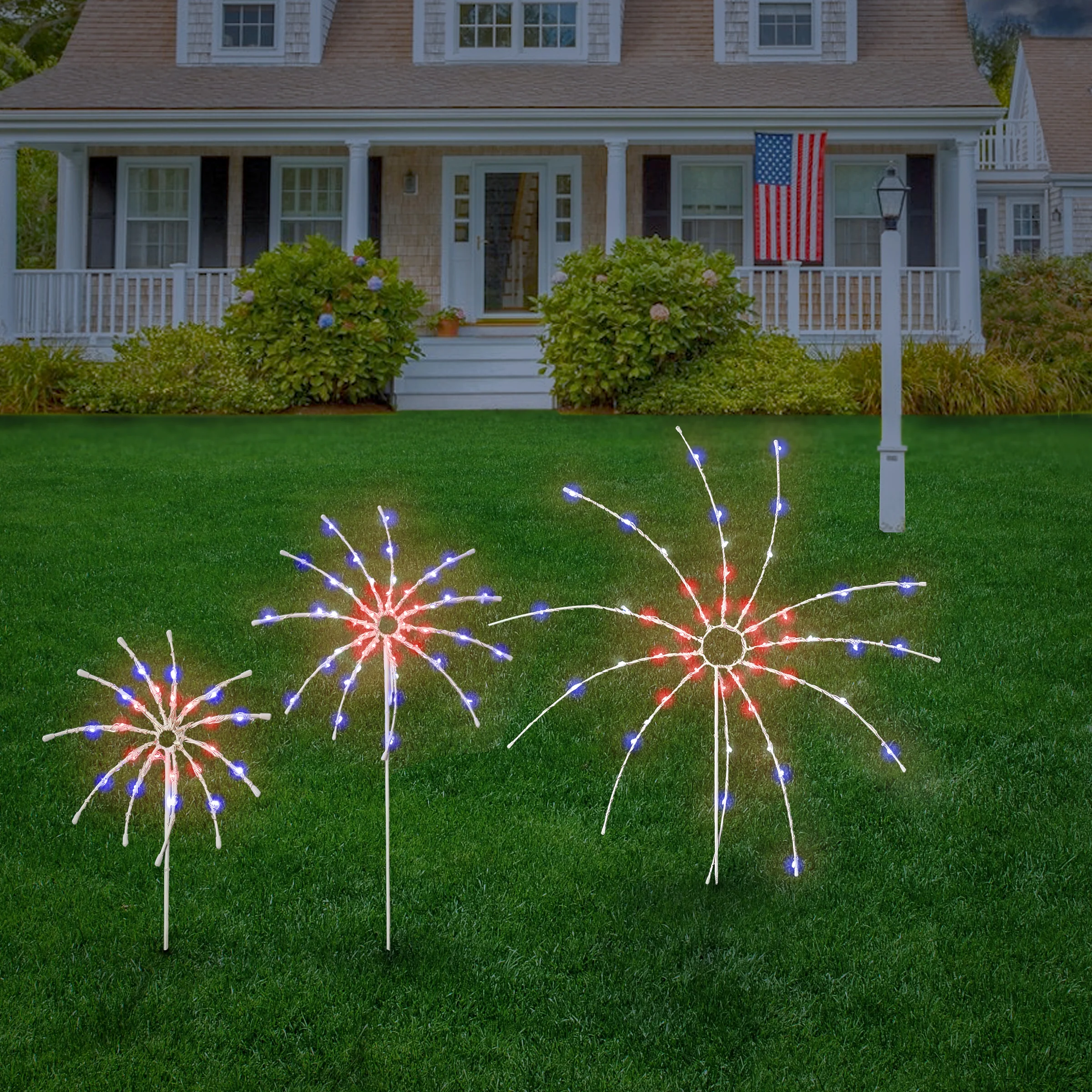 16 in. 24 in. 36 in. Patriotic Light Up Fireworks Lawn Decor with LED Lights - Image 2