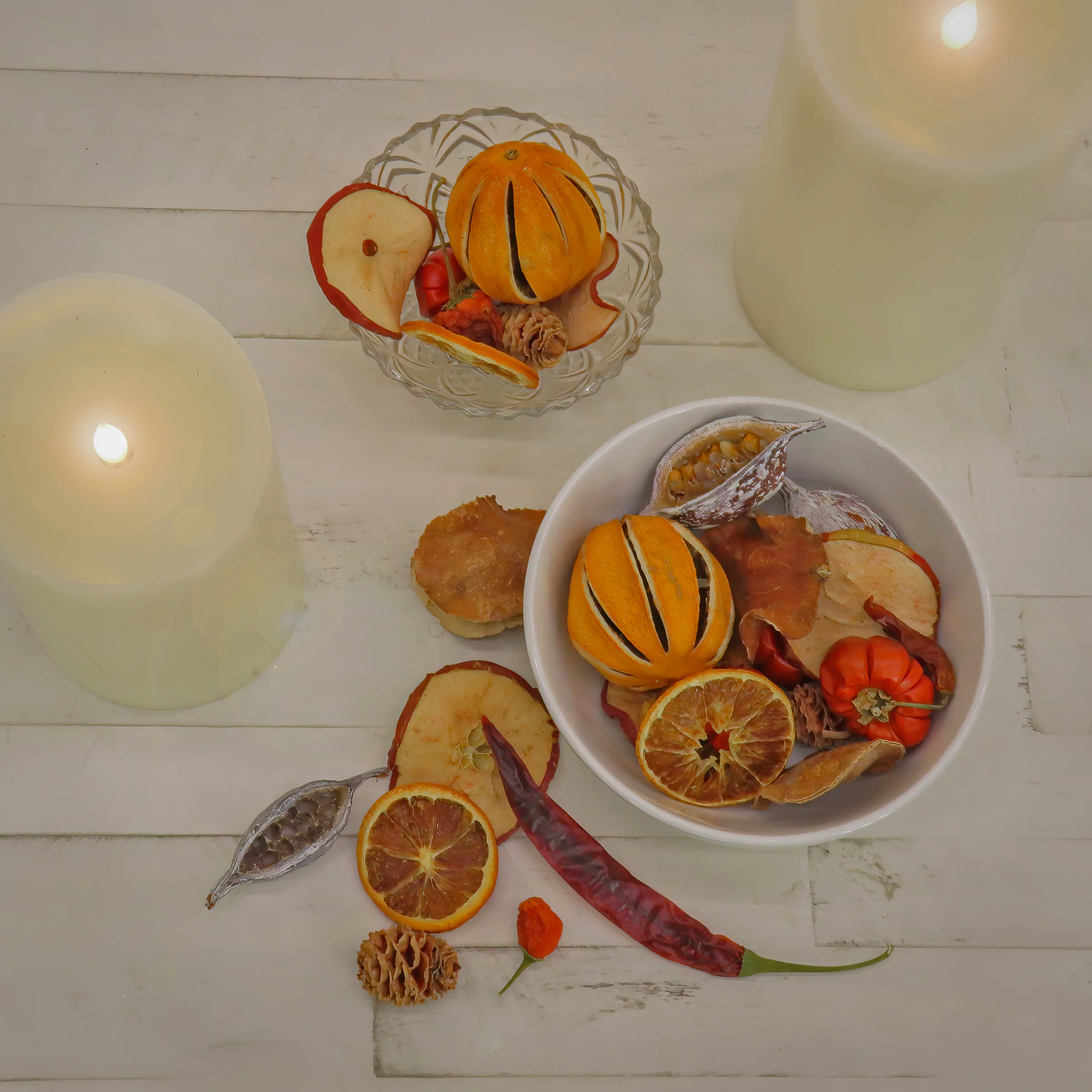 6 in. 250 Gram Mixed Potpourri- Oranges, Sliced Red Apples, Chiles, Cones, and Jackarandas - Image 2