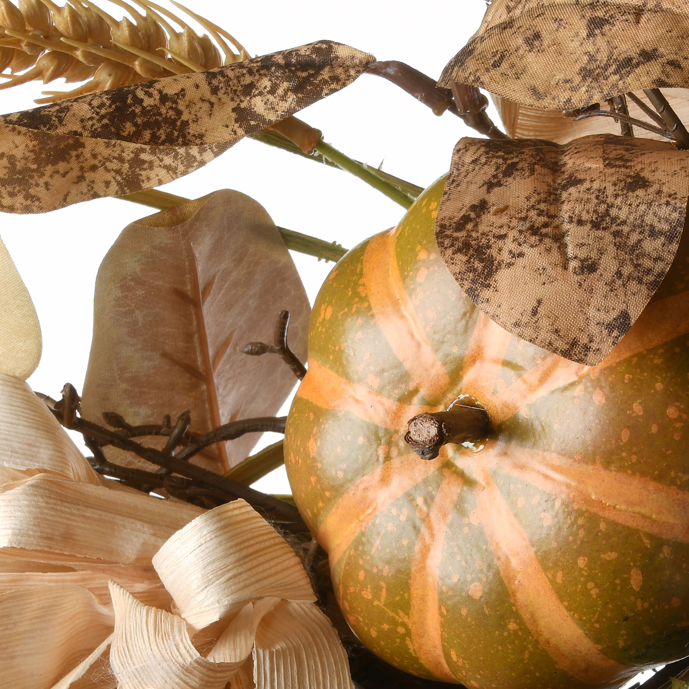 36 in. Fall Door Decoration with Pine Cones, Pumpkins, Gourds, Assorted Leaves - Image 2