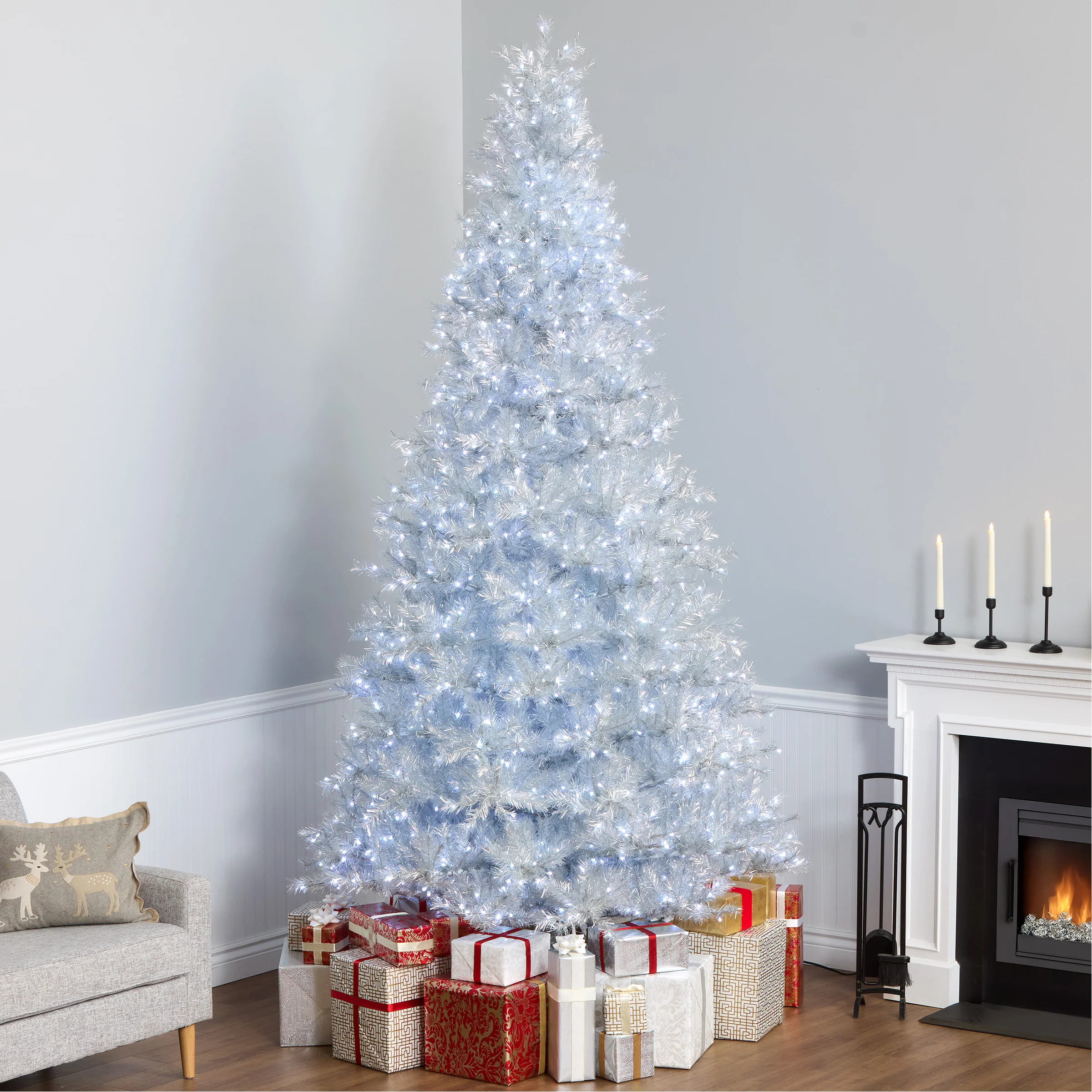 10 ft. Pre-Lit Crystal Pine Hinged Tree with RGB Lights, Plug-In - Image 2