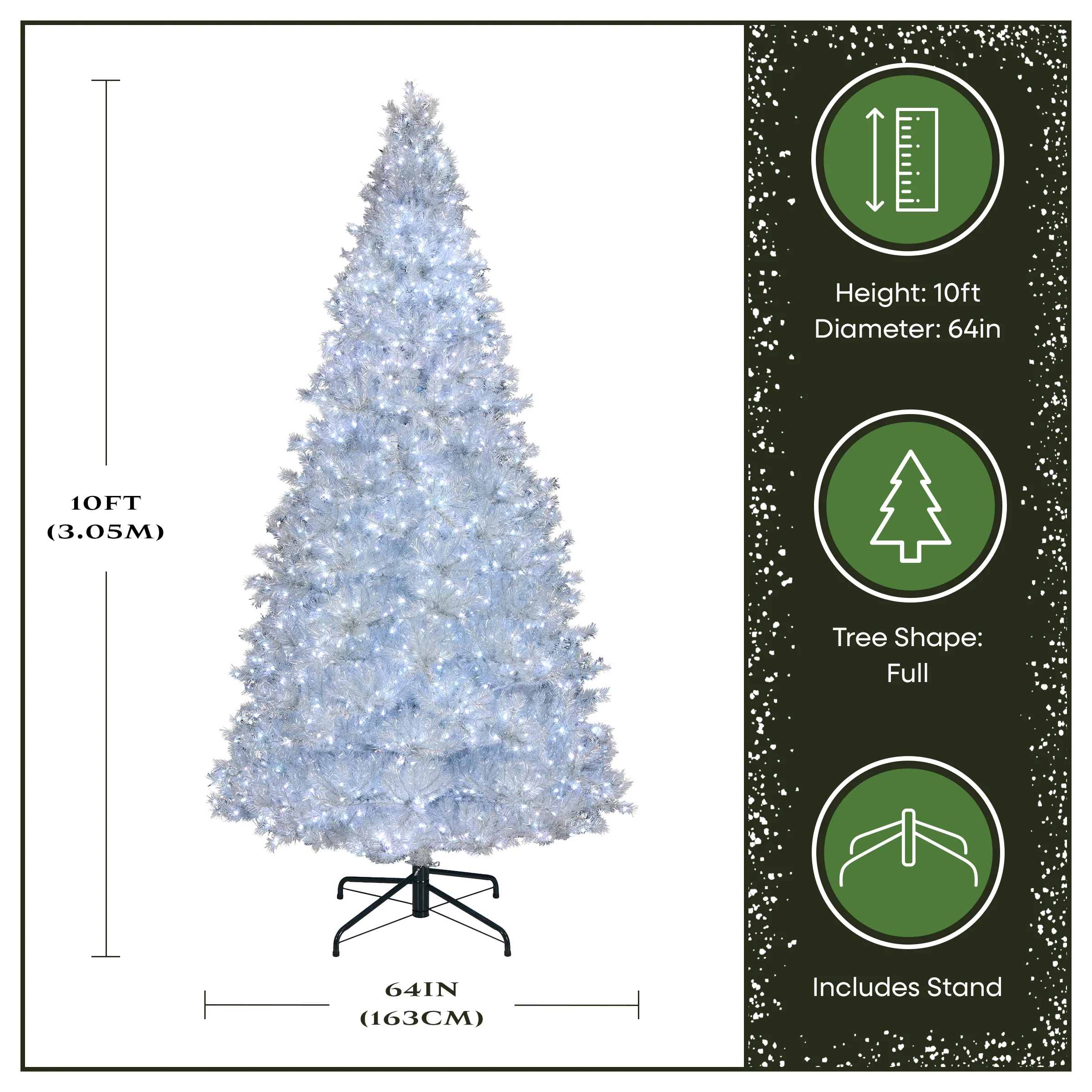 10 ft. Pre-Lit Crystal Pine Hinged Tree with RGB Lights, Plug-In - Image 3