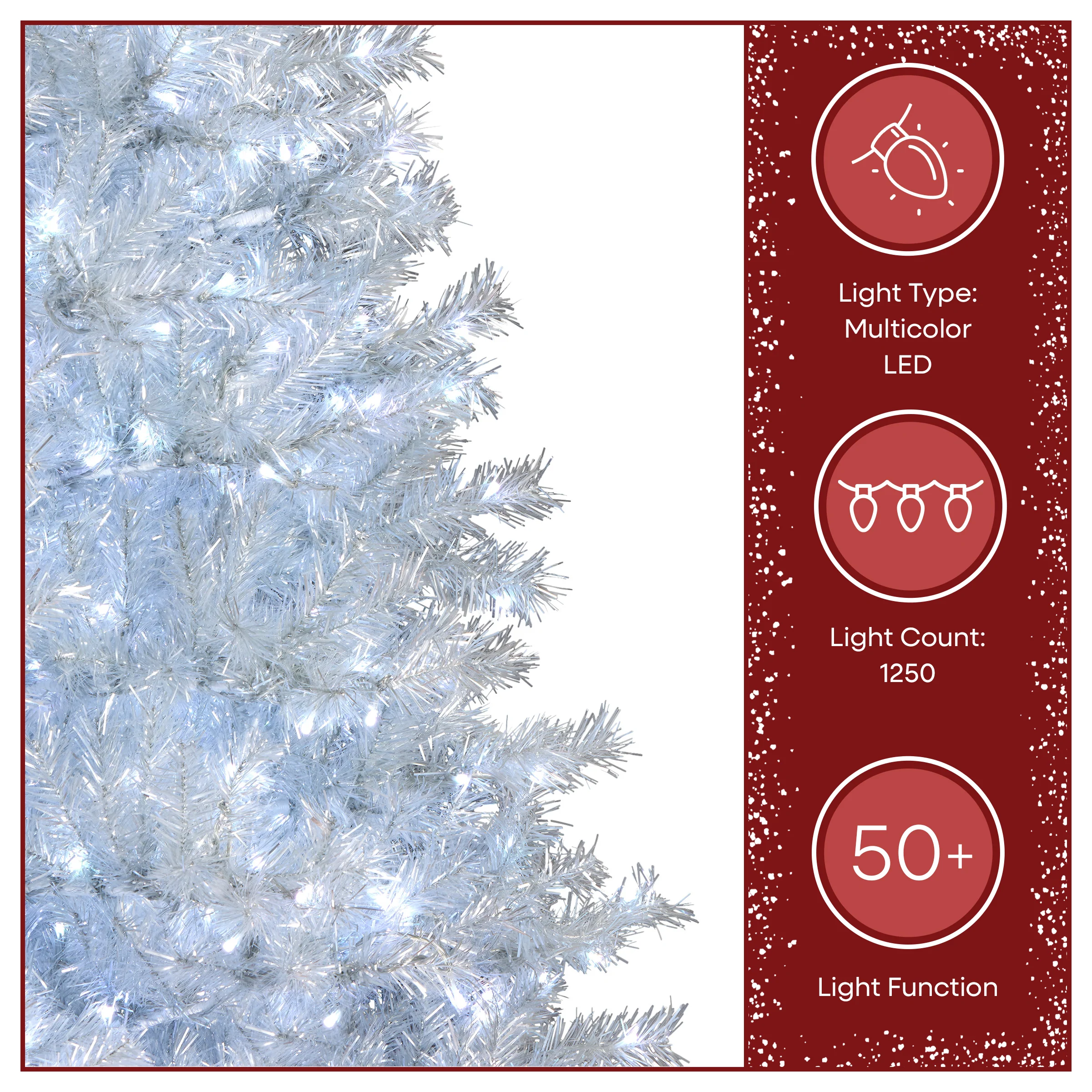 10 ft. Pre-Lit Crystal Pine Hinged Tree with RGB Lights, Plug-In - Image 5