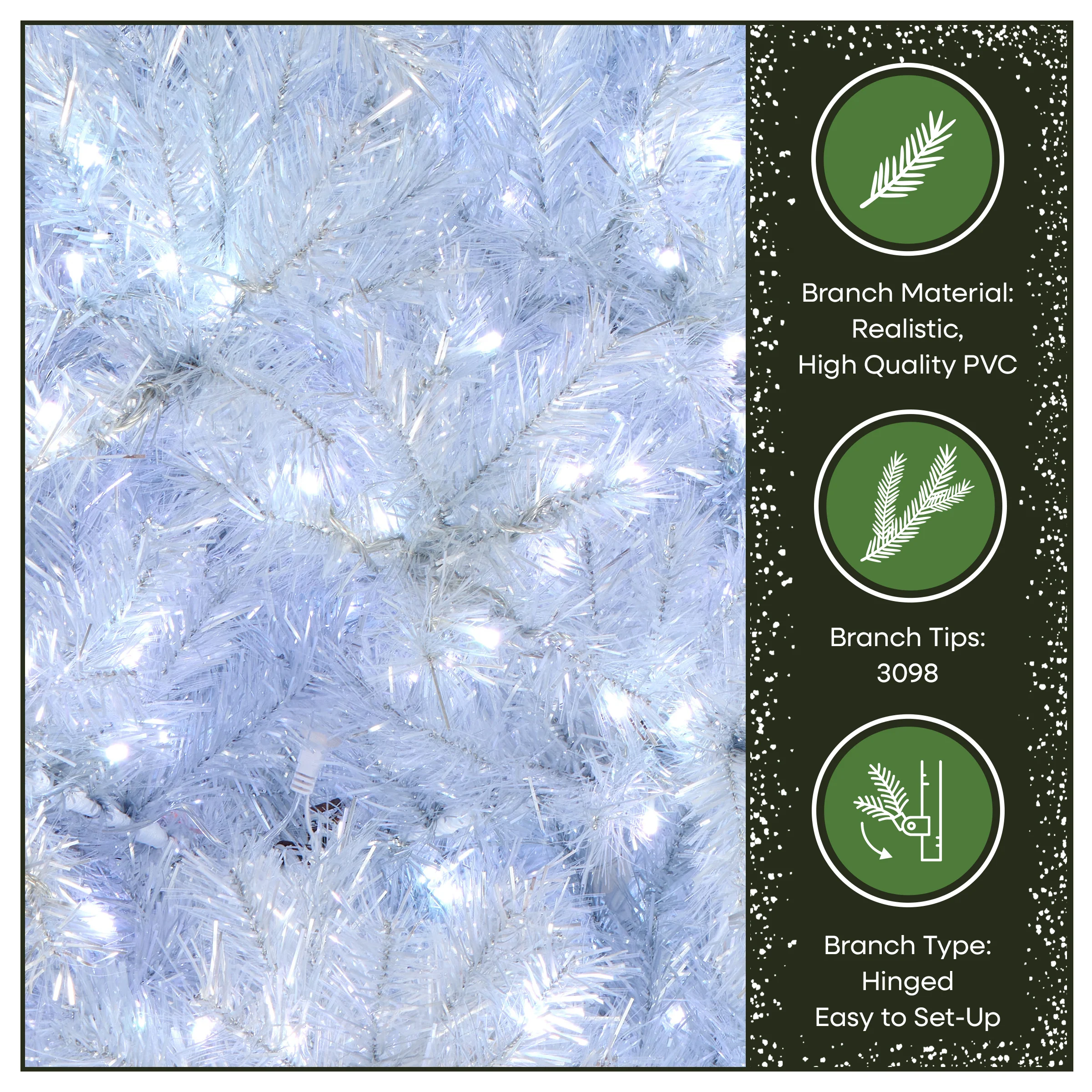 10 ft. Pre-Lit Crystal Pine Hinged Tree with RGB Lights, Plug-In - Image 6