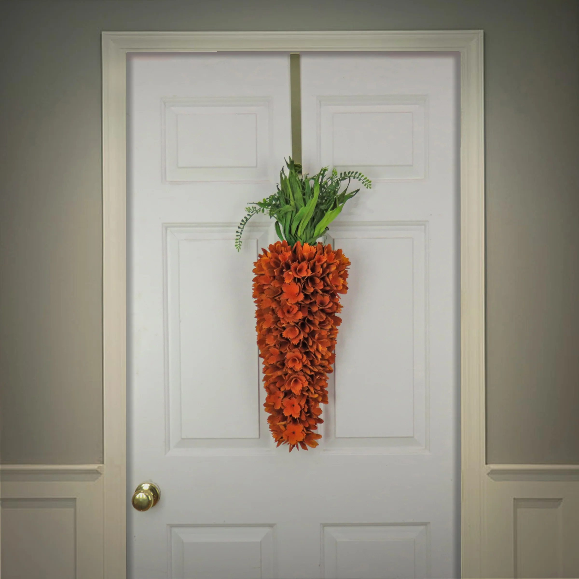 28 in. Easter Carrot Hanging Decoration Decorated with Orange Flower Blooms - Image 2
