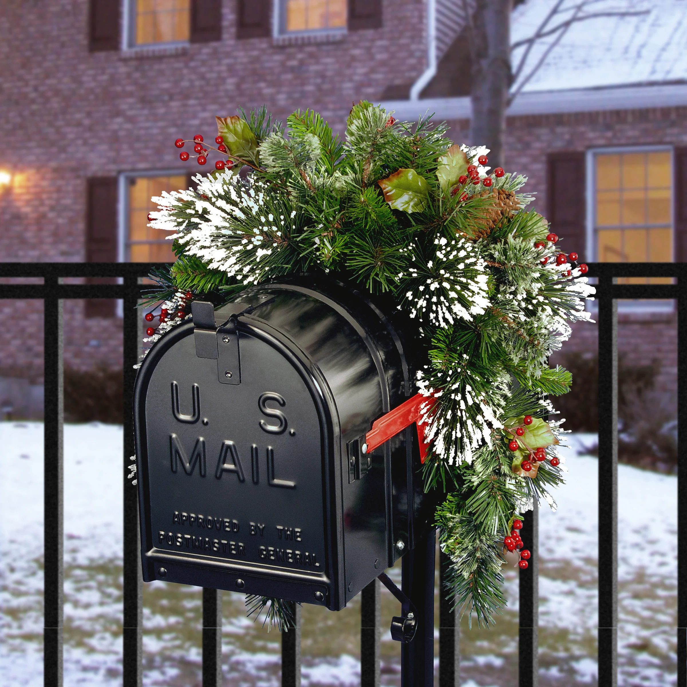 36 in. Wintry Pine Mailbox Swag - Image 2