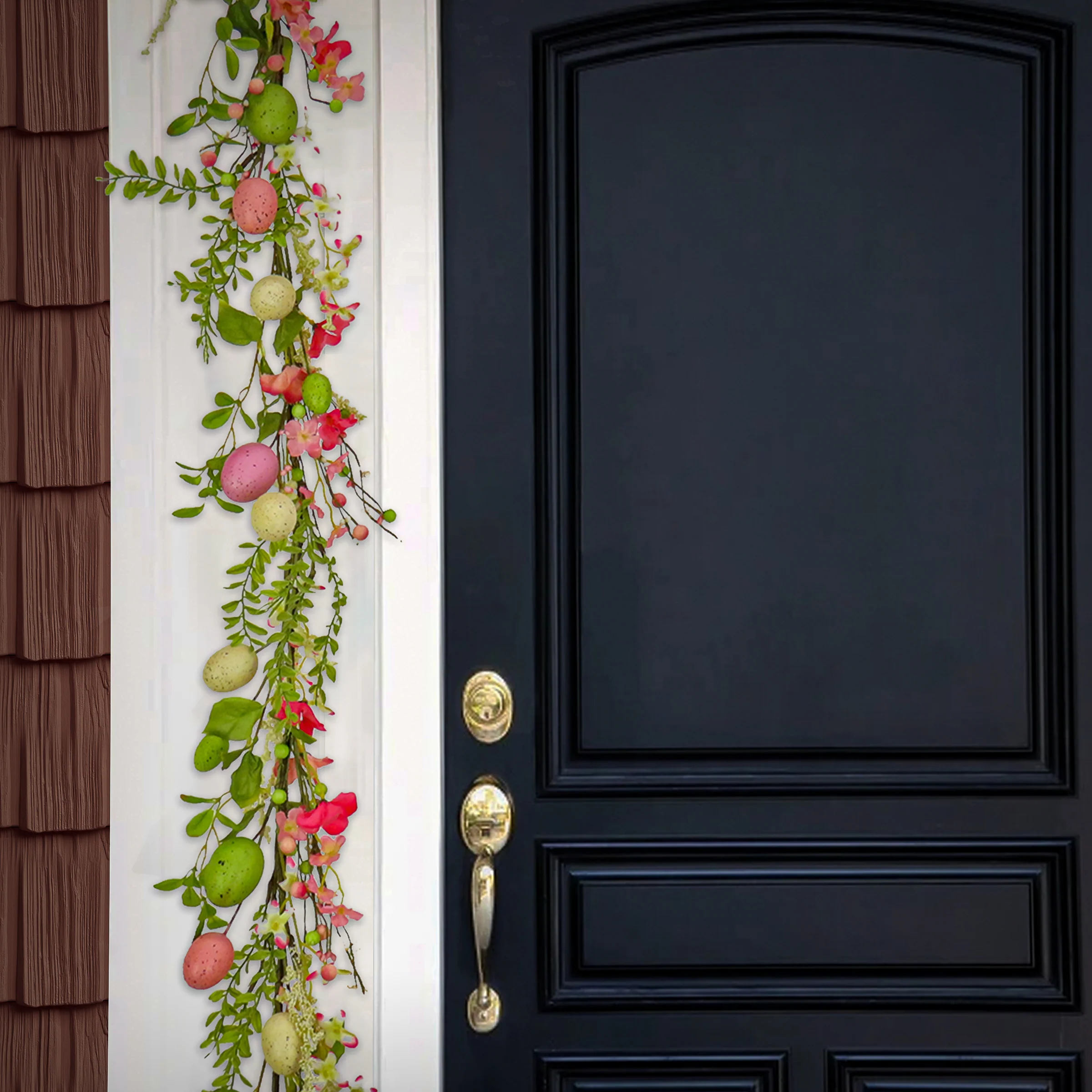 60 in. Easter Garland Decorated with Pastel Eggs and Pink Flowers - Image 2