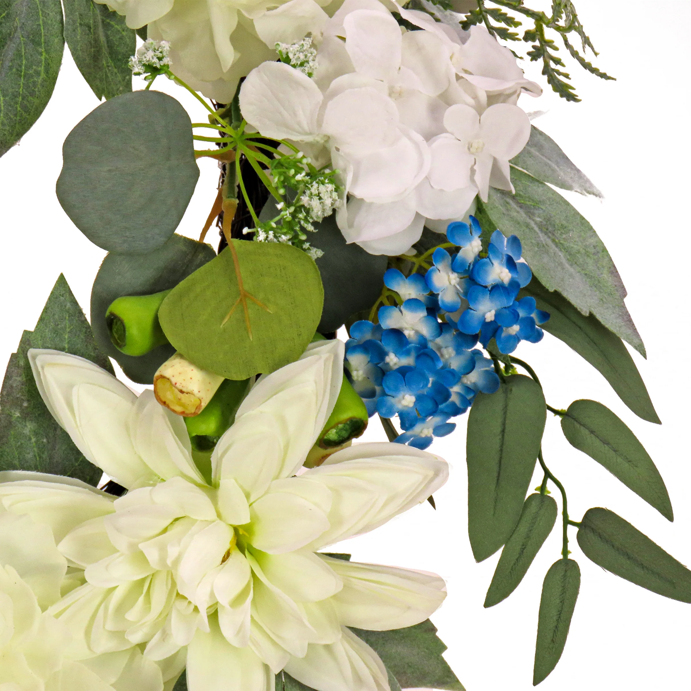 24 in. Spring Wreath with Dahlia, Peony, and Hydrangea Blooms - Image 3