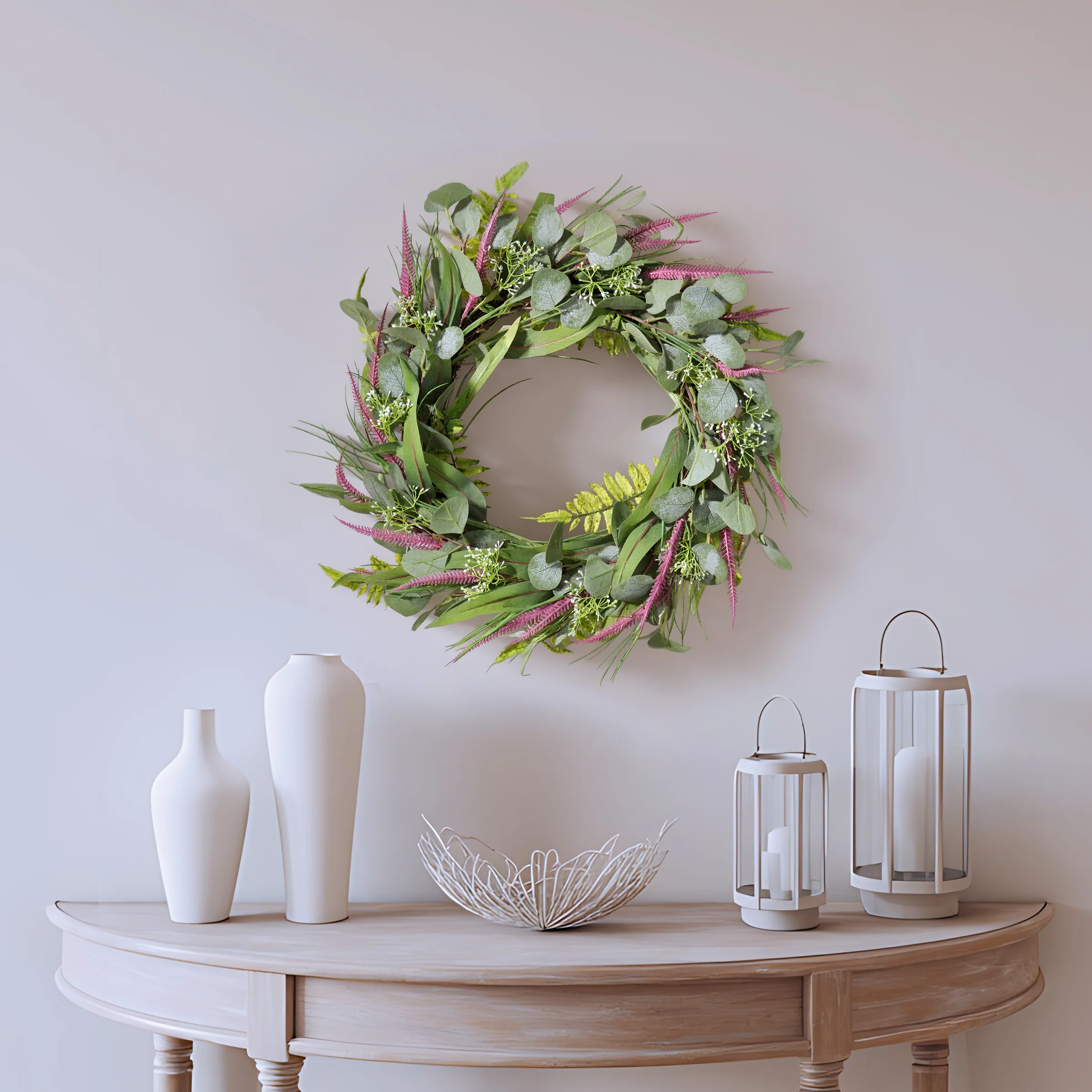 22 in. Spring Wreath with Lavender and Eucalyptus Leaves - Image 2