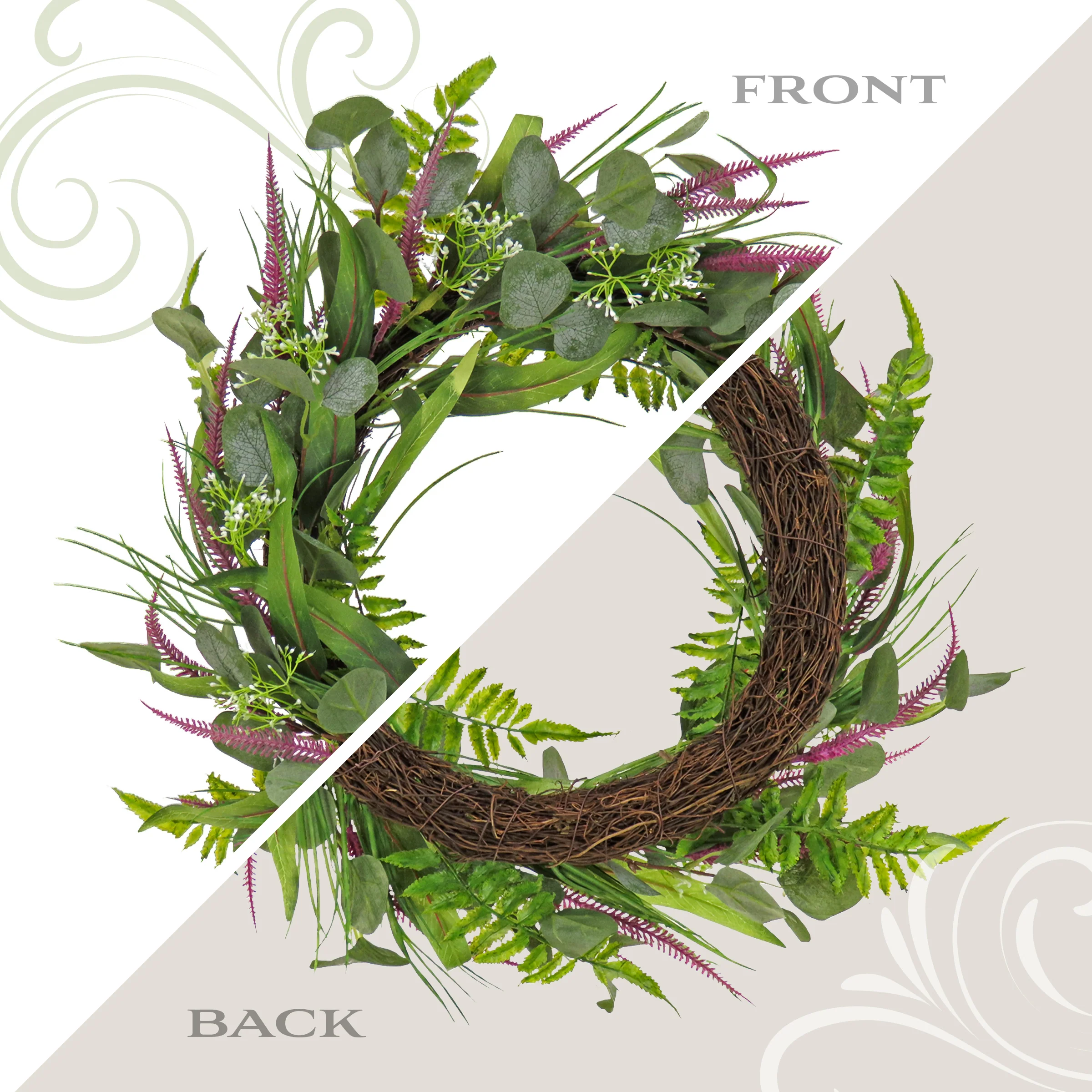 22 in. Spring Wreath with Lavender and Eucalyptus Leaves - Image 4