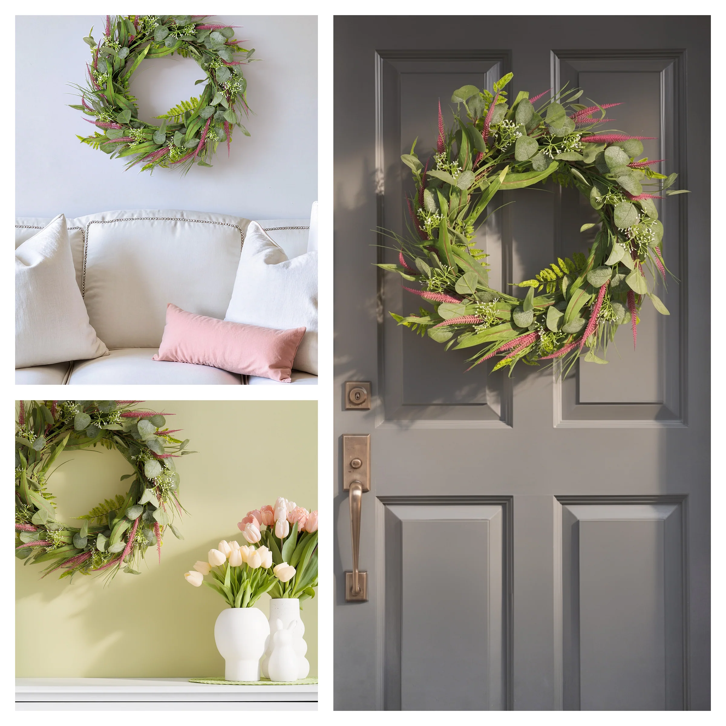 22 in. Spring Wreath with Lavender and Eucalyptus Leaves - Image 6