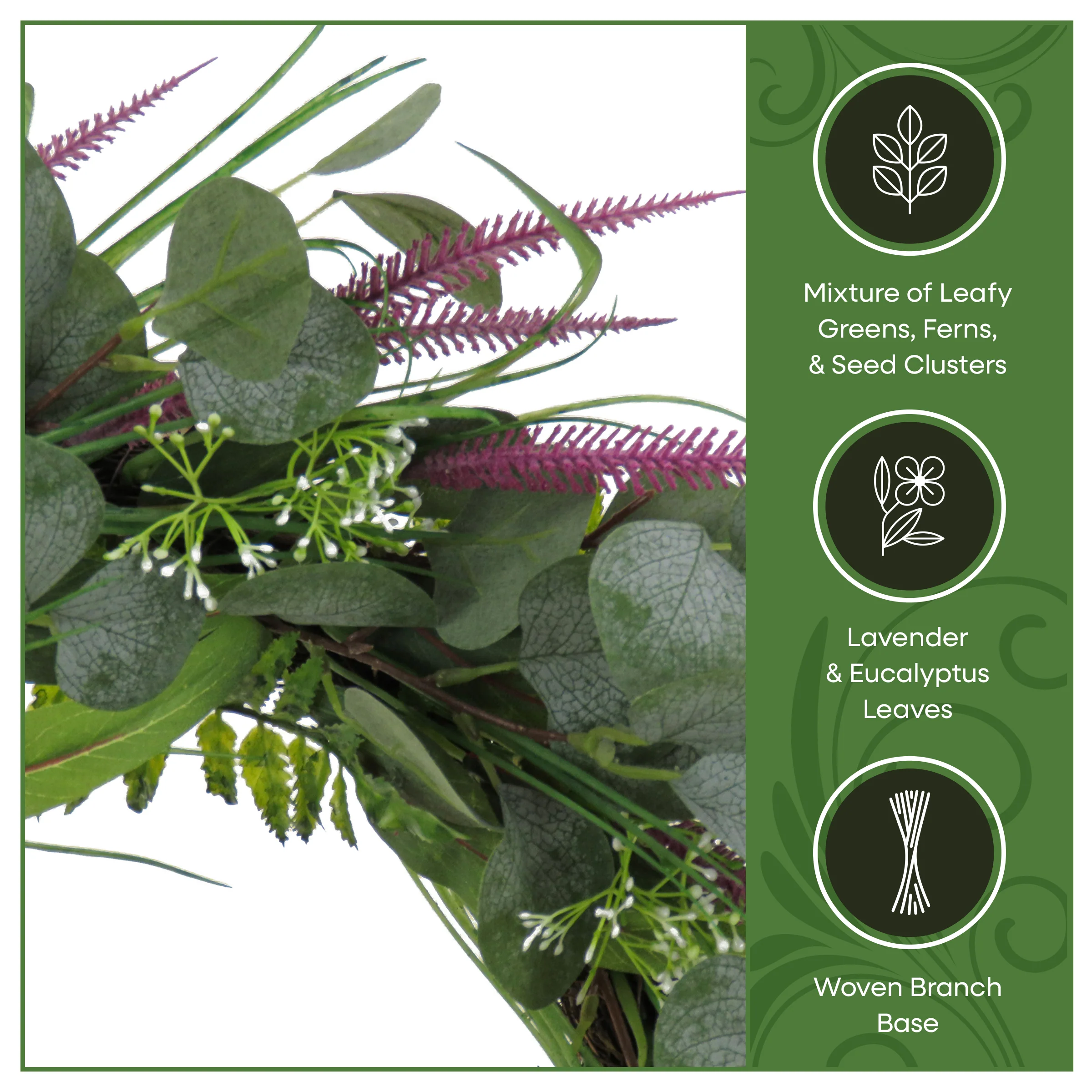 22 in. Spring Wreath with Lavender and Eucalyptus Leaves - Image 7