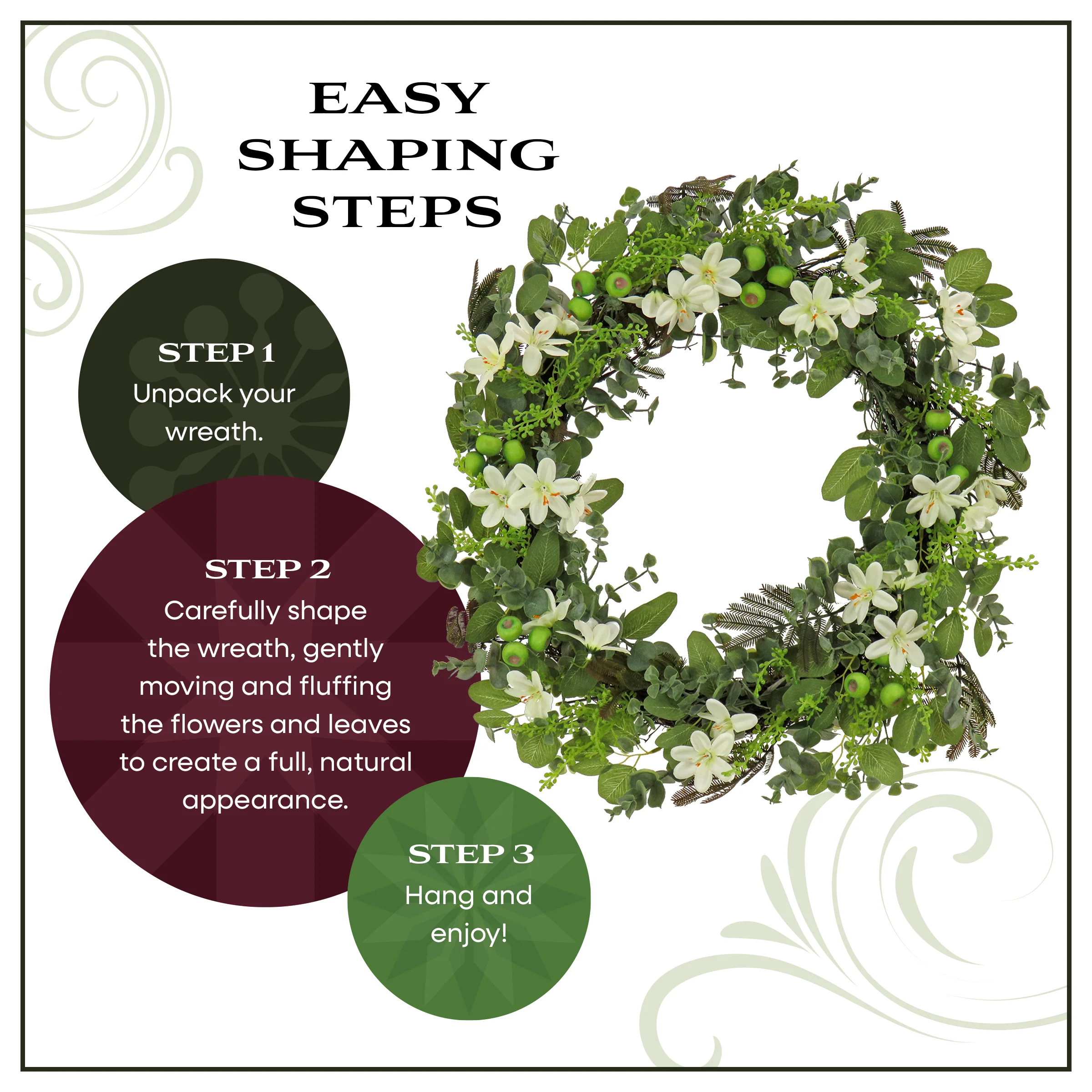 24 in. Spring Wreath with Mixed Flower Blooms and Flowing Green Stems - Image 8