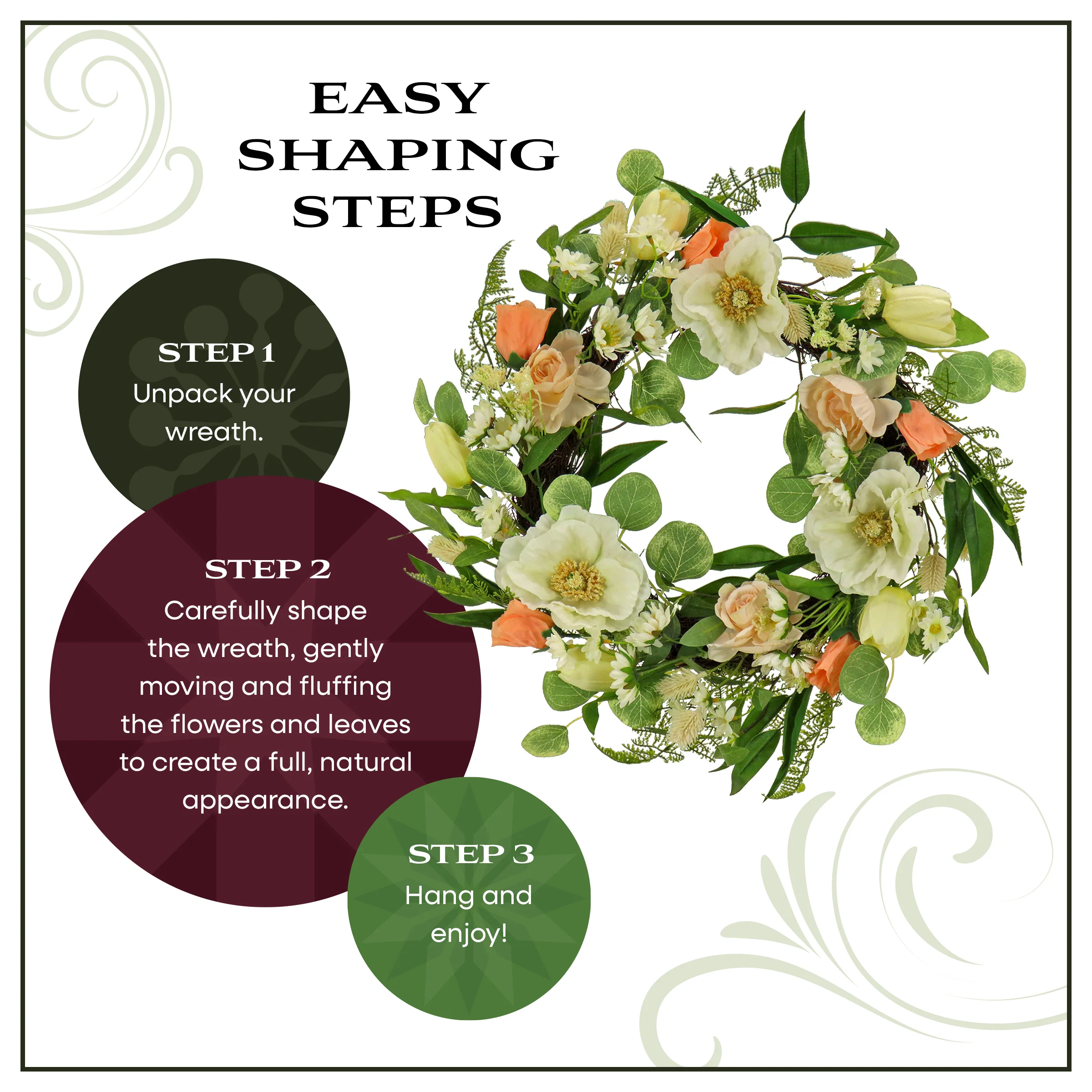 22 in. Spring Wreath with Tulip, Poppy, and Buttercup Blooms - Image 8