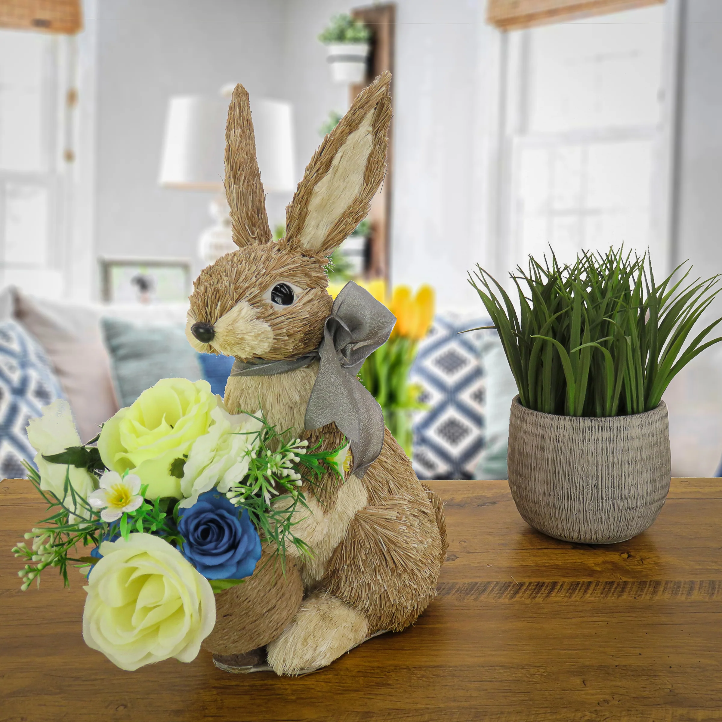 16 in. Easter Bunny with Basket Table Decoration - Image 2
