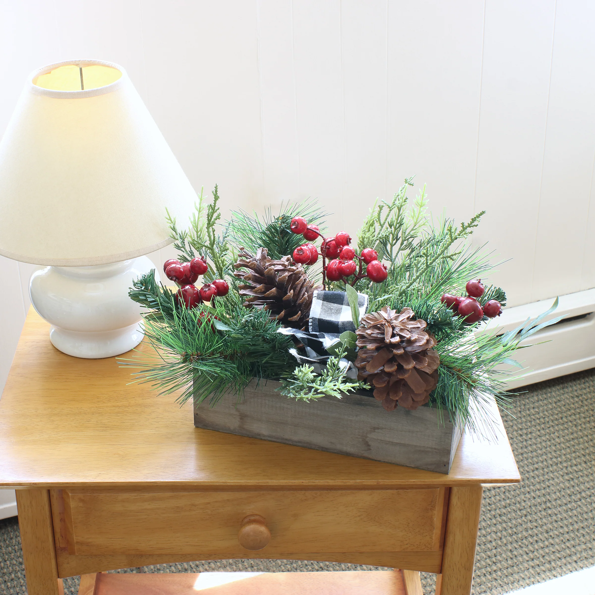 16 in. Christmas Mixed Pine and Berries Arrangement - Image 2