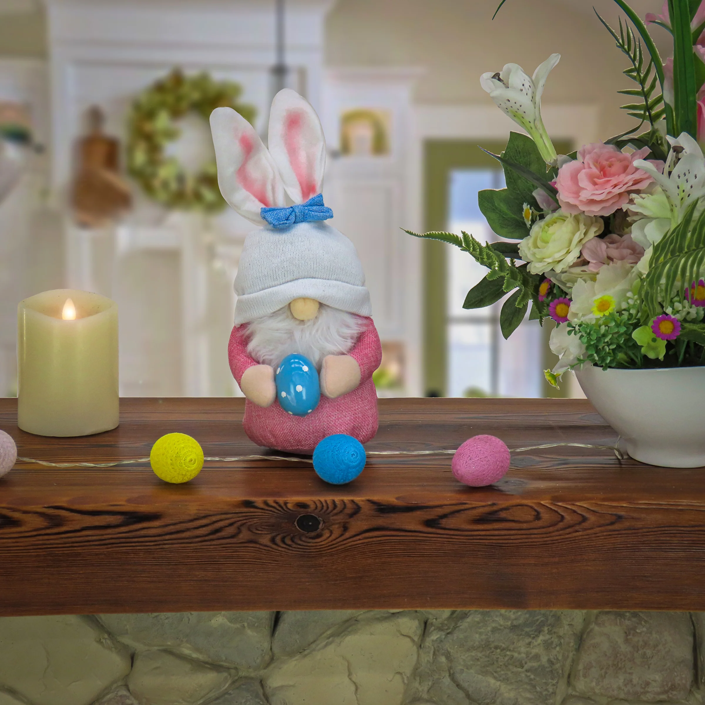 13 in. Pink Easter Bunny Gnome Table Decoration - Image 2