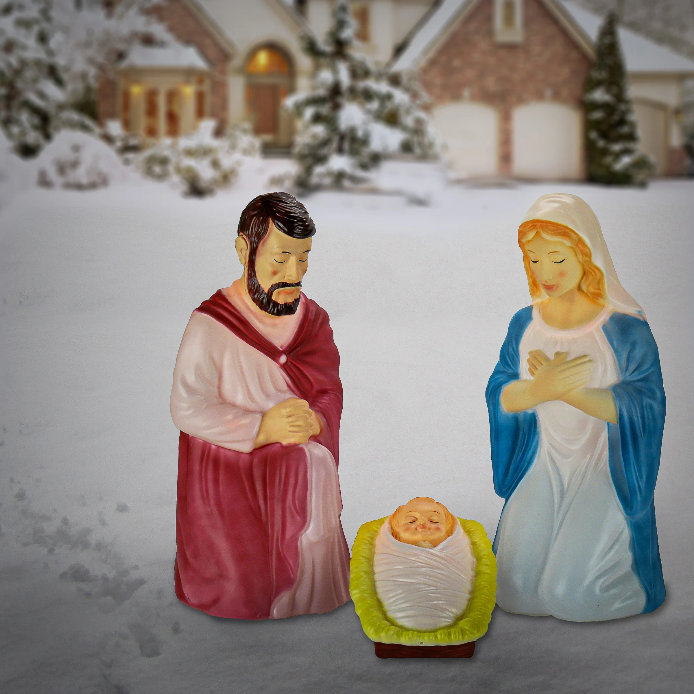 28 in. Mary, Joseph and Jesus Nativity Scene, Lights Inside - Image 5
