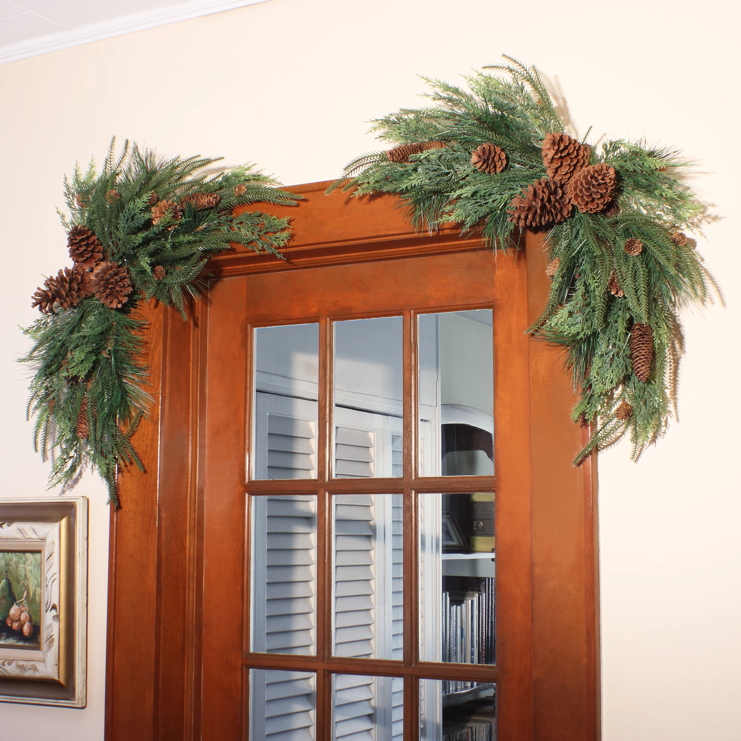 26 in. Mixed Pine Christmas Corner Swags - Image 2