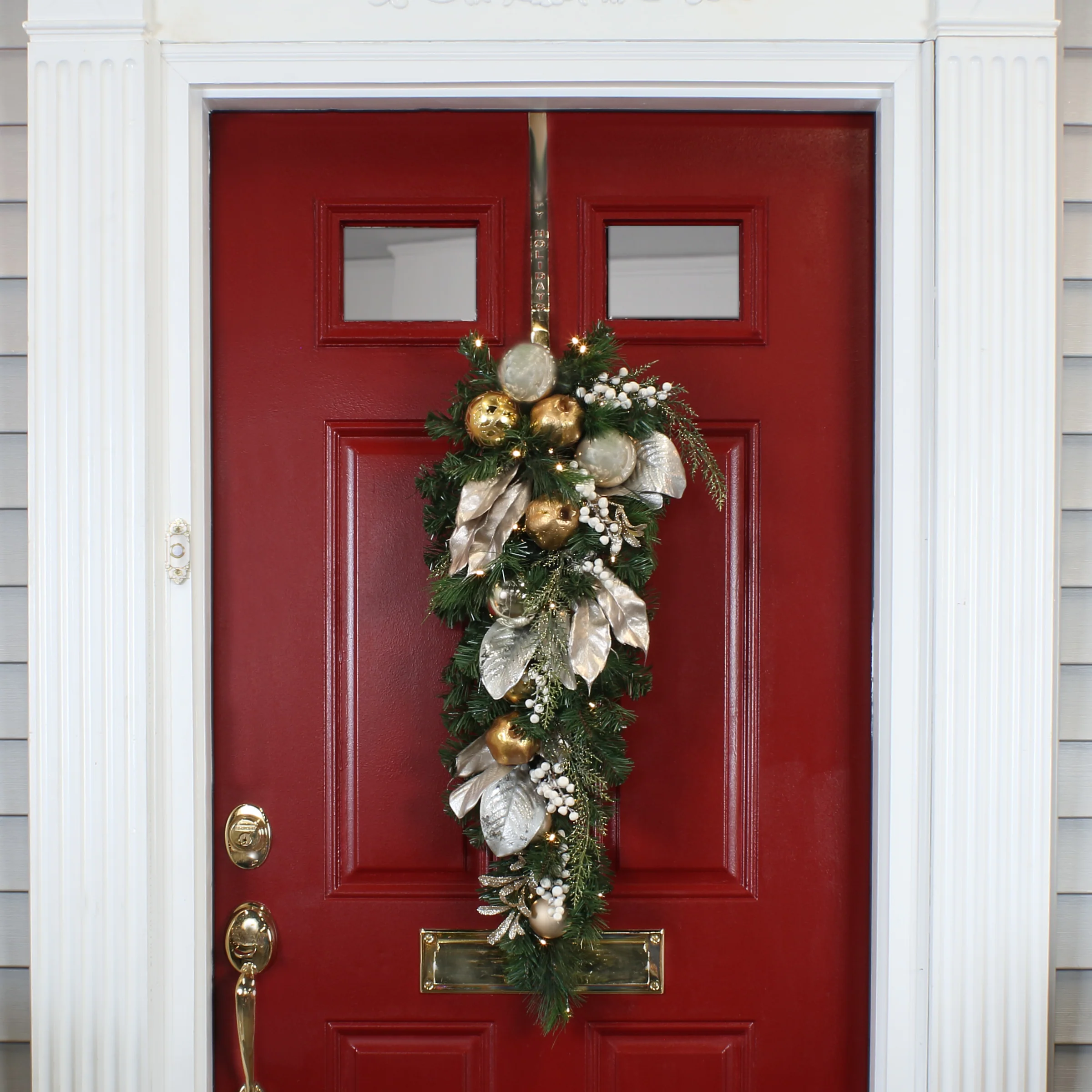 36 in. Pre-Lit Yuletide Glam Gold Decorated Teardrop - Image 2