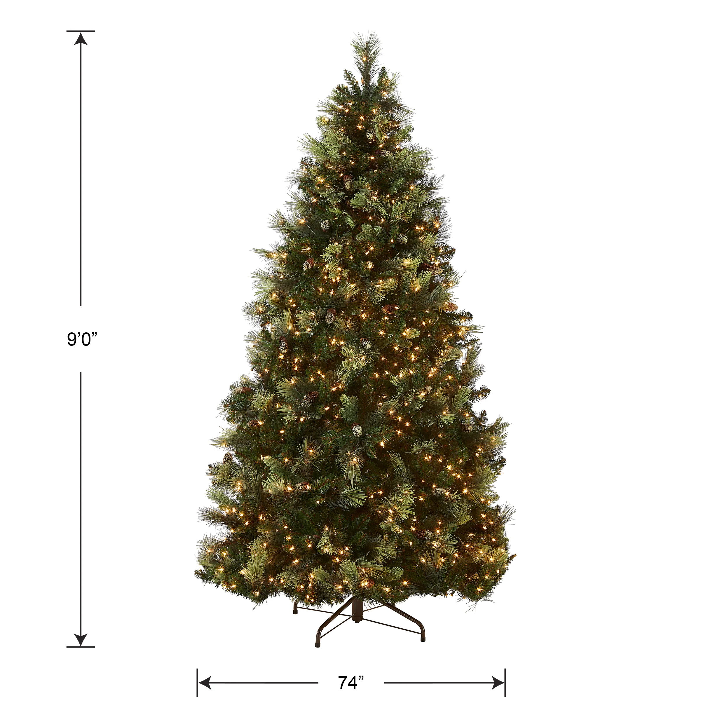 9ft. Pre-Lit Carolina Pine Tree with Clear Lights with 1200 Clear Lights, Plug-In - Image 5