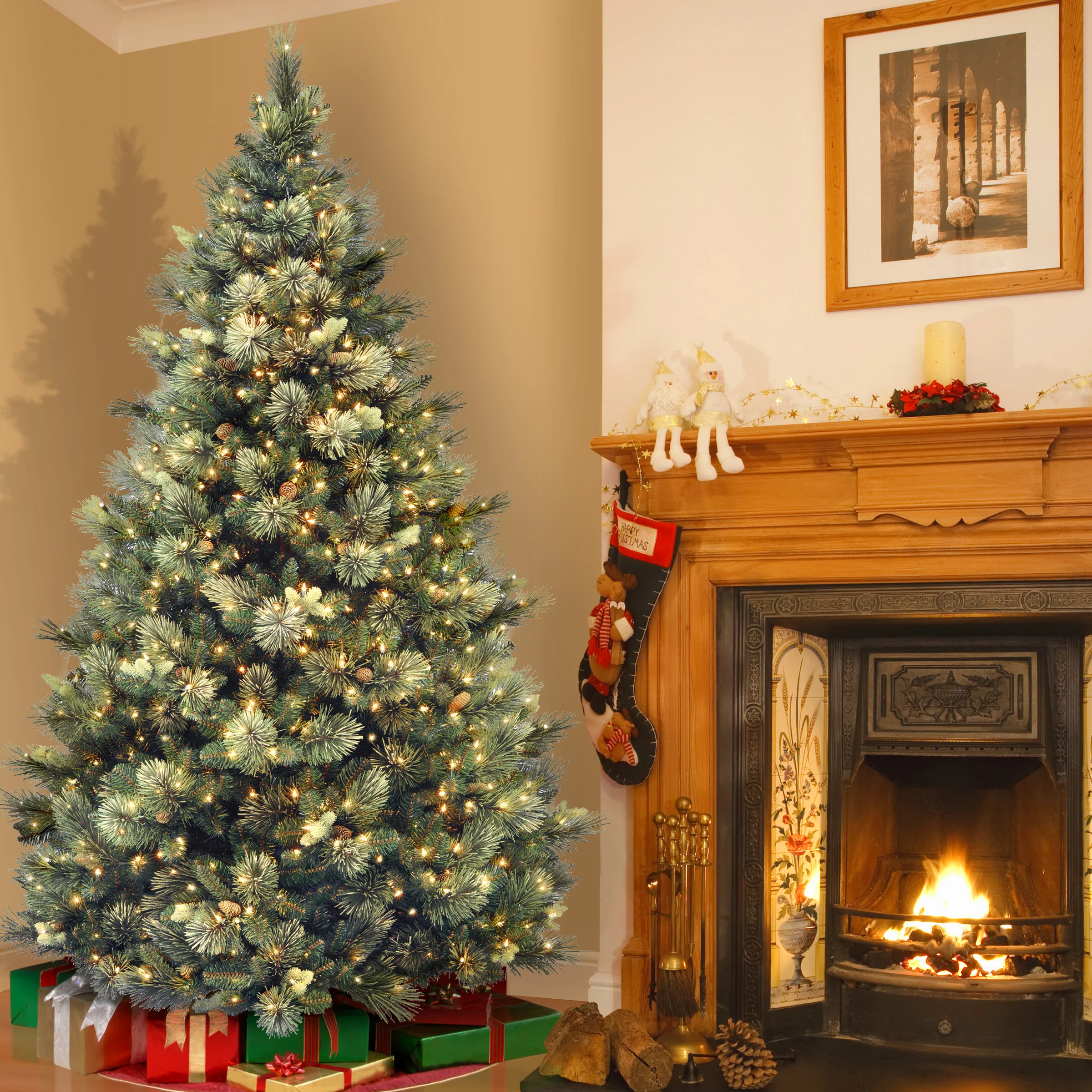 9ft. Pre-Lit Carolina Pine Tree with Clear Lights with 1200 Clear Lights, Plug-In - Image 8