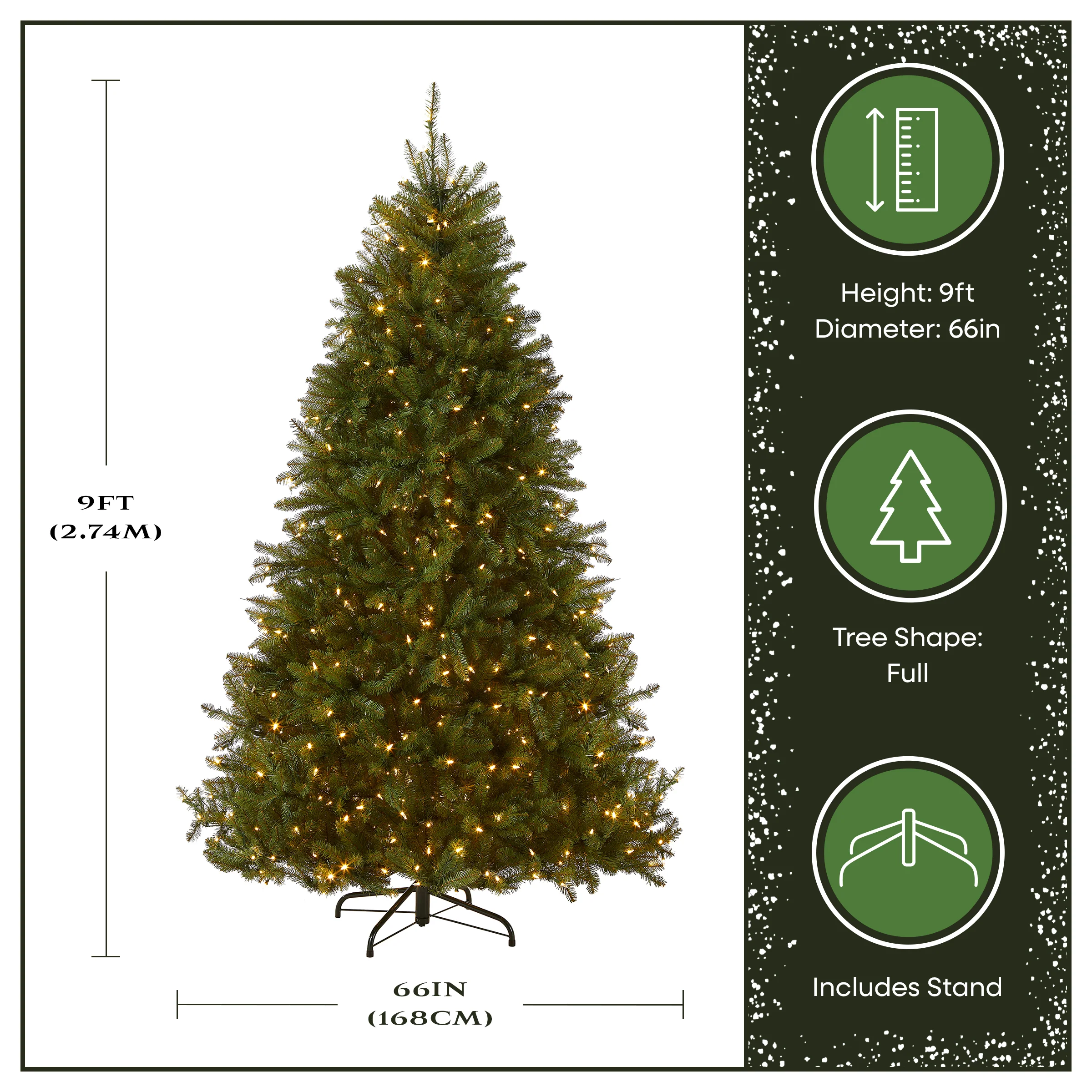 9 ft. Pre-Lit Dunhill Fir Tree with Dual Color LED Lights, Plug-In - Image 3