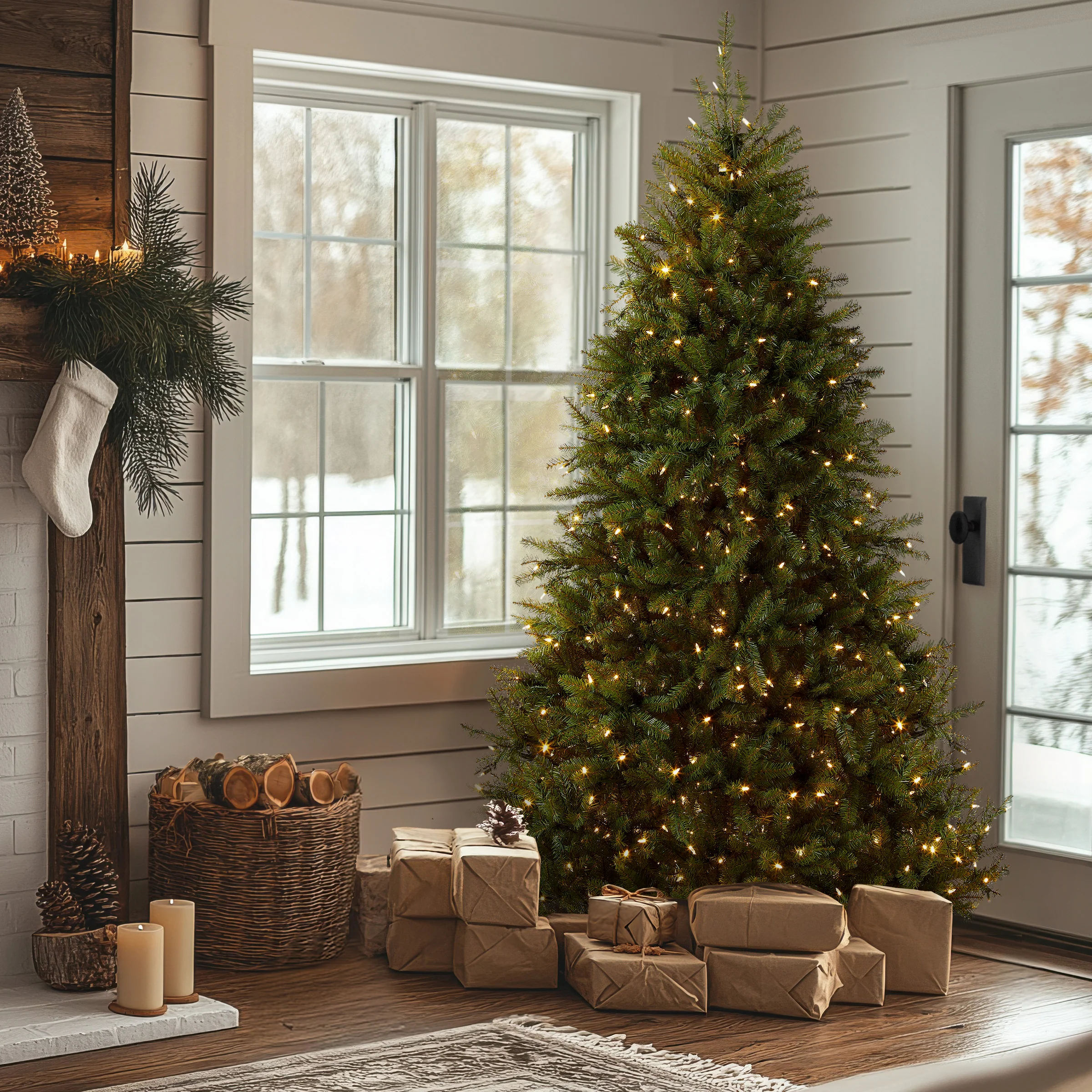 9 ft. Pre-Lit Dunhill Fir Tree with Dual Color LED Lights, Plug-In - Image 9