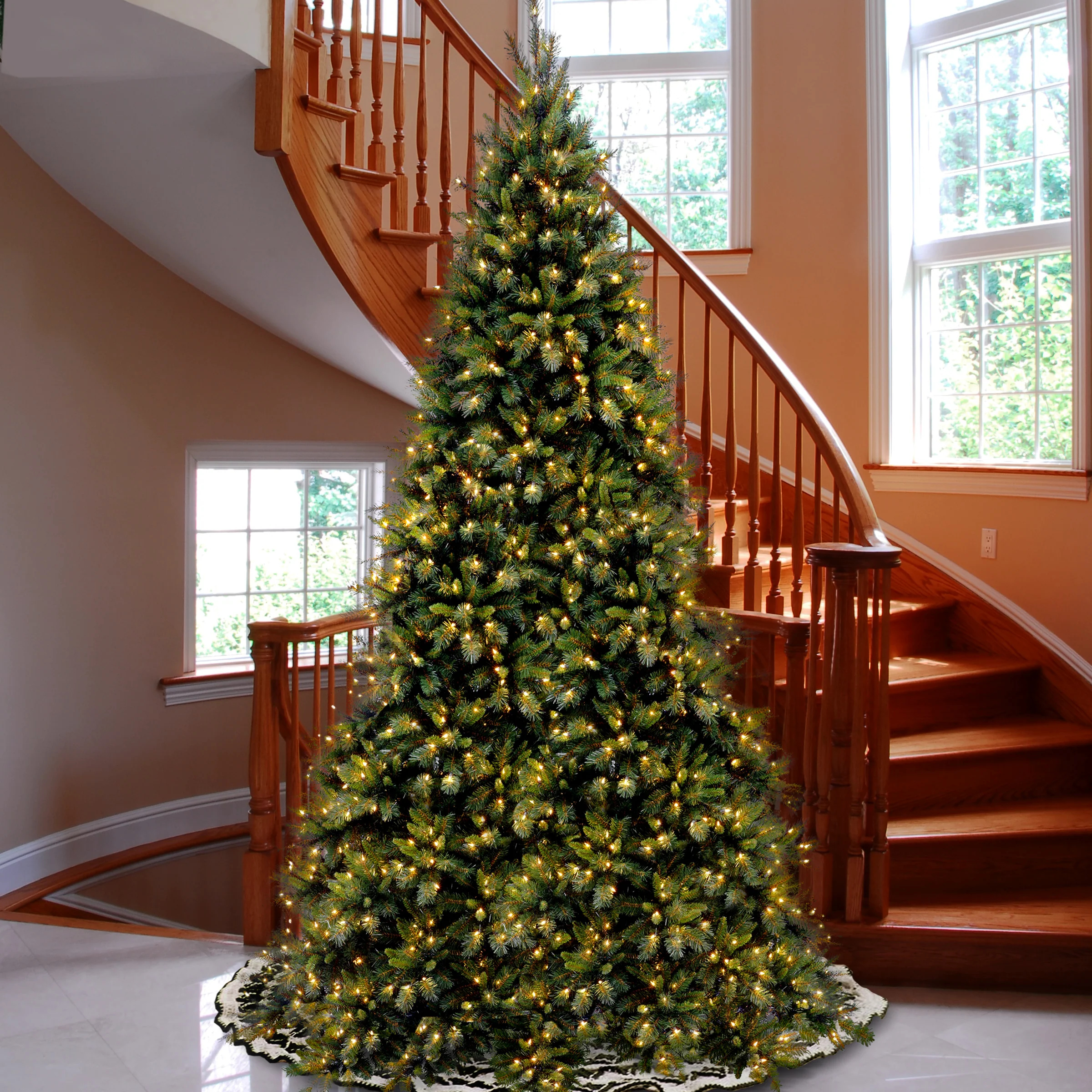 12ft. Pre-Lit Tiffany Medium Fir Hinged Tree with Clear Lights - Image 2