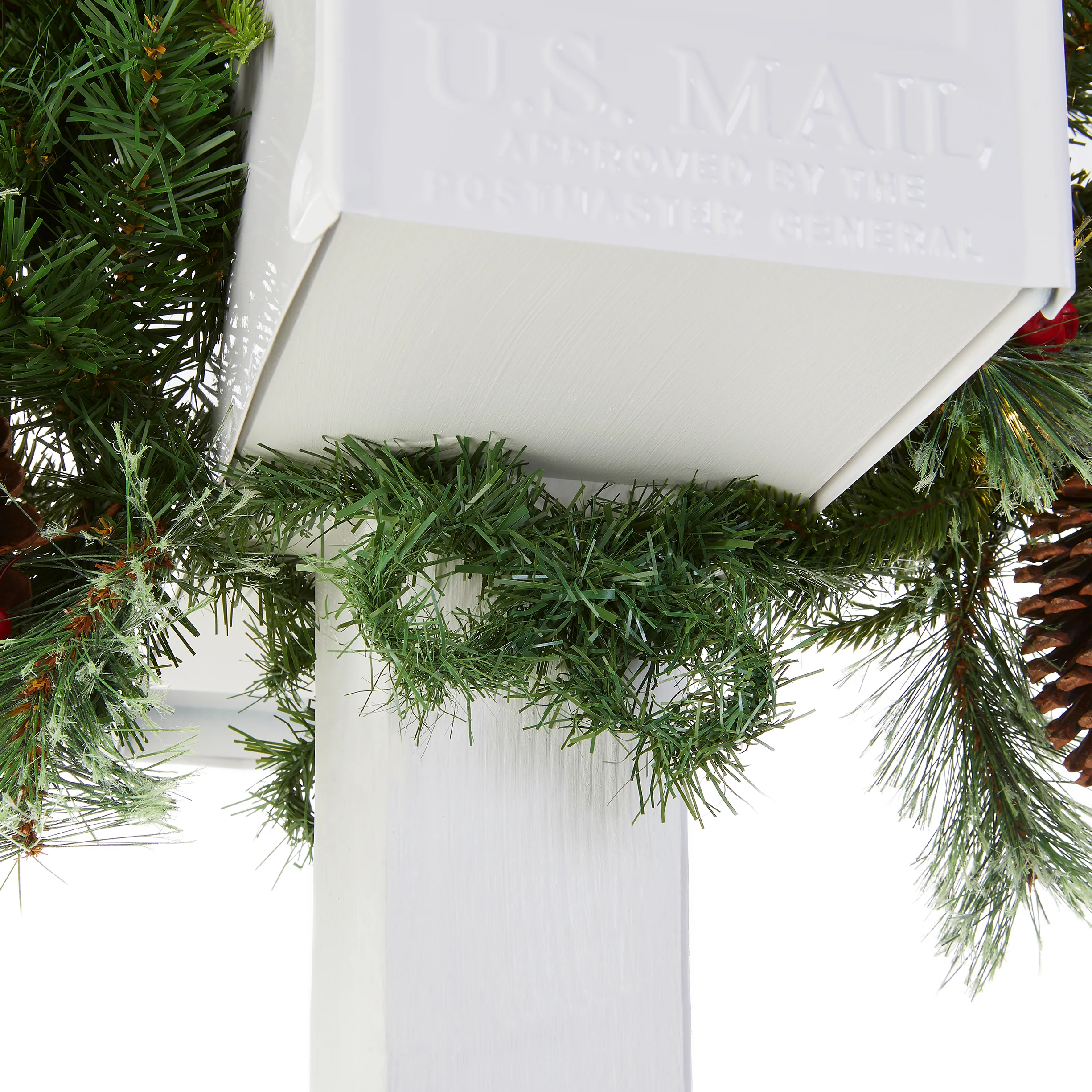 36 in. Pre-Lit Colonial Fir Mailbox Swag with LED Lights - Image 5