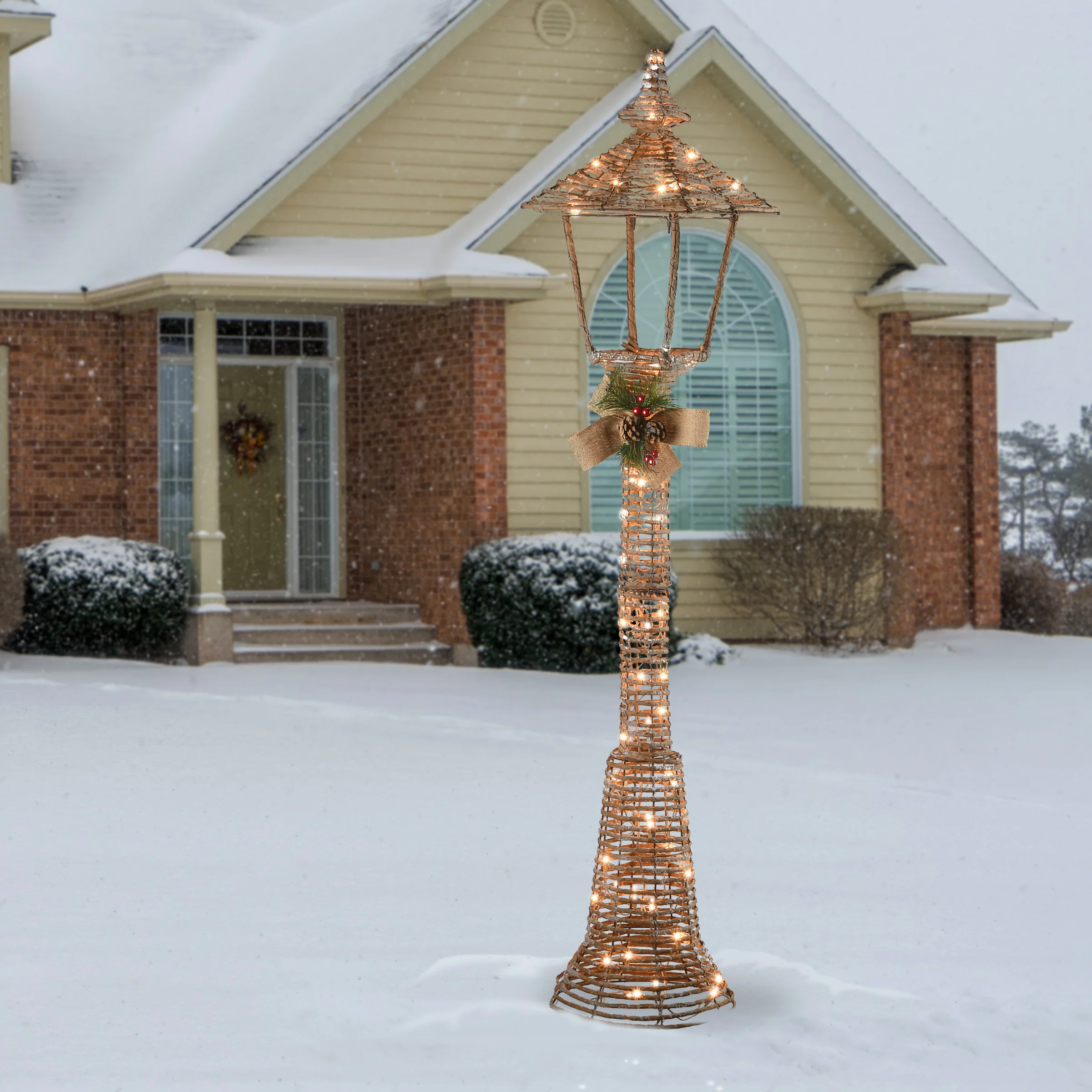 60 in. Champagne Vine Lamppost Decoration with Clear Lights, Plug-In - Image 2