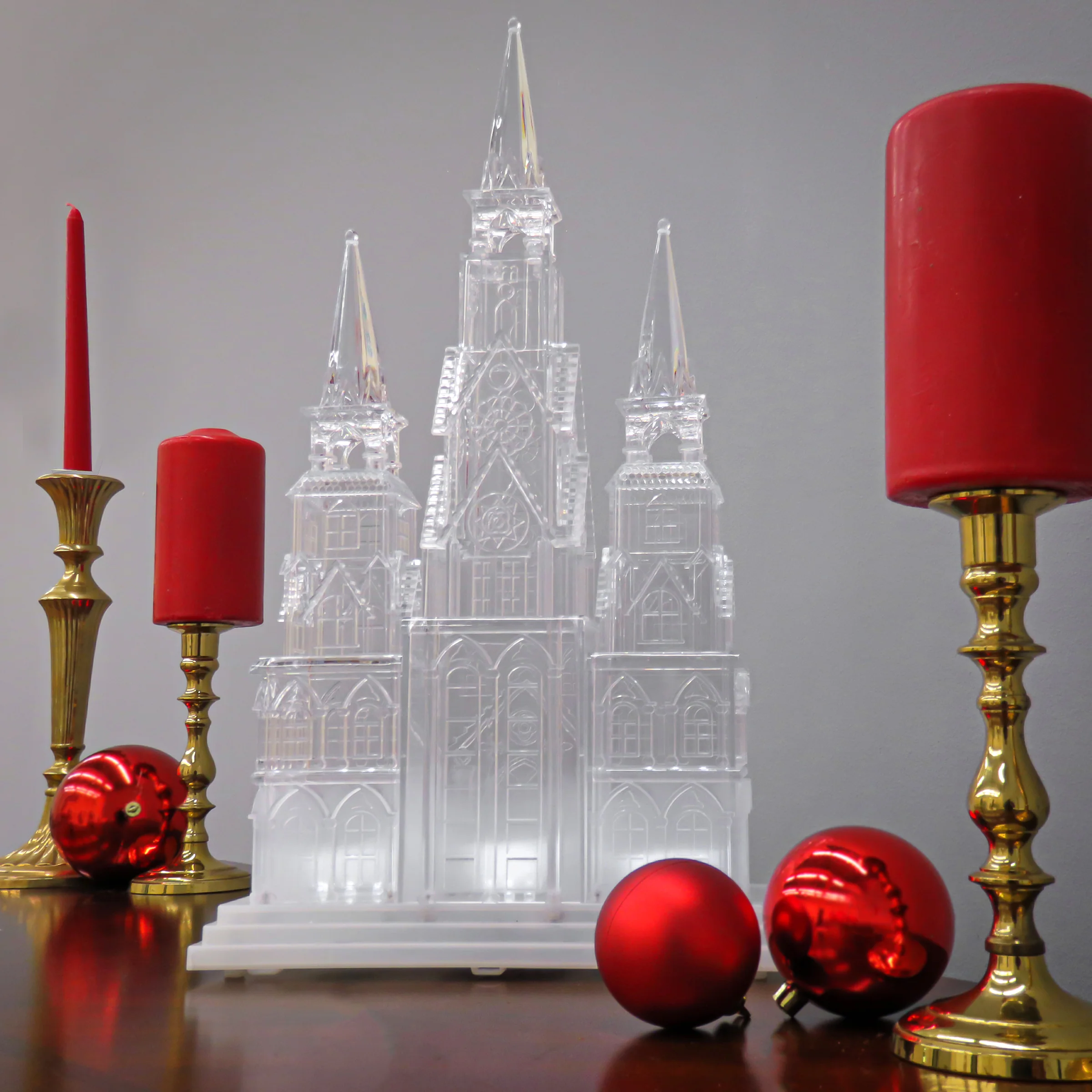 17 in. Christmas Cathedral Decoration with White LED Lights - Image 2