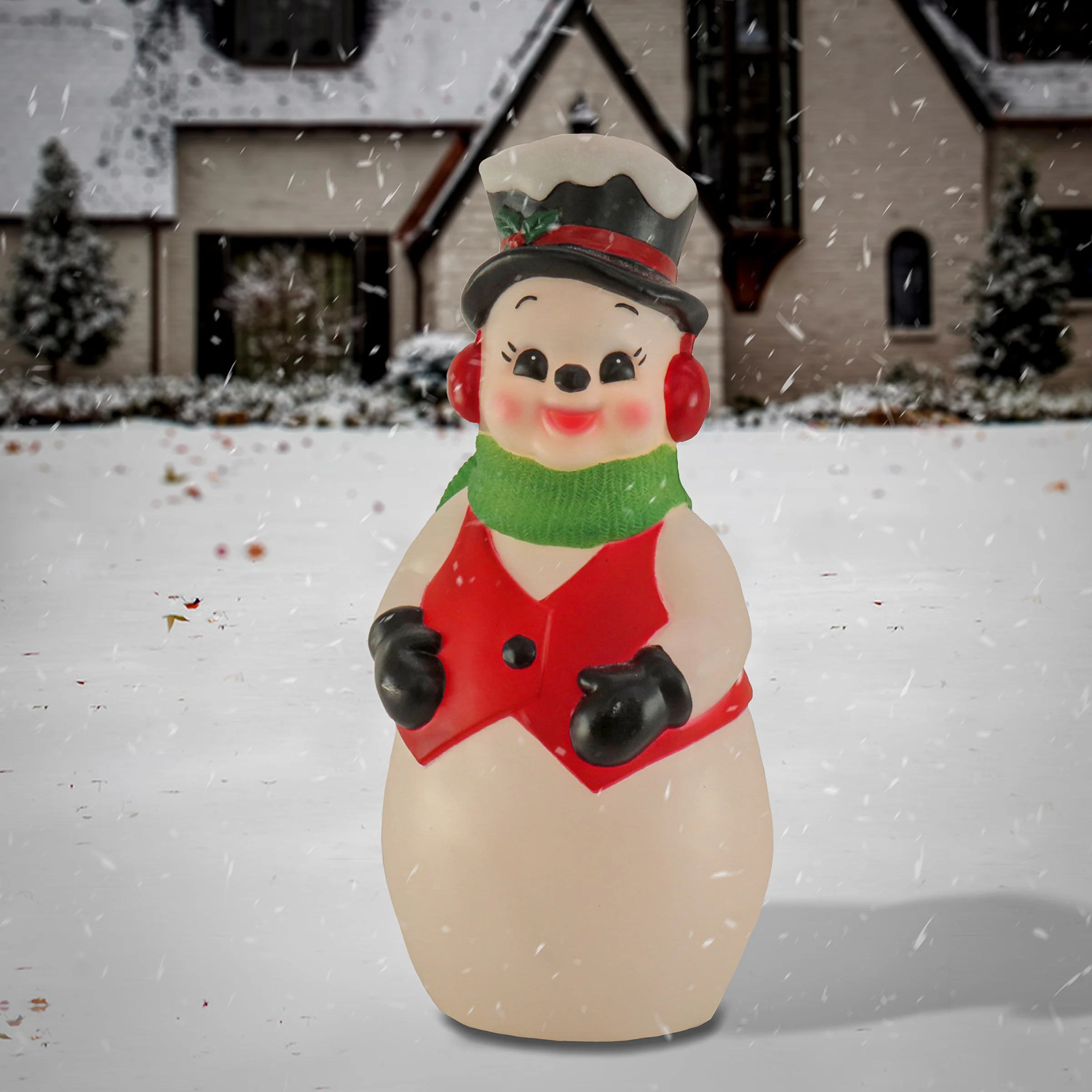 24 in. Pre Lit Classic Snowman Decoration with Warm White LED Lights - Image 2