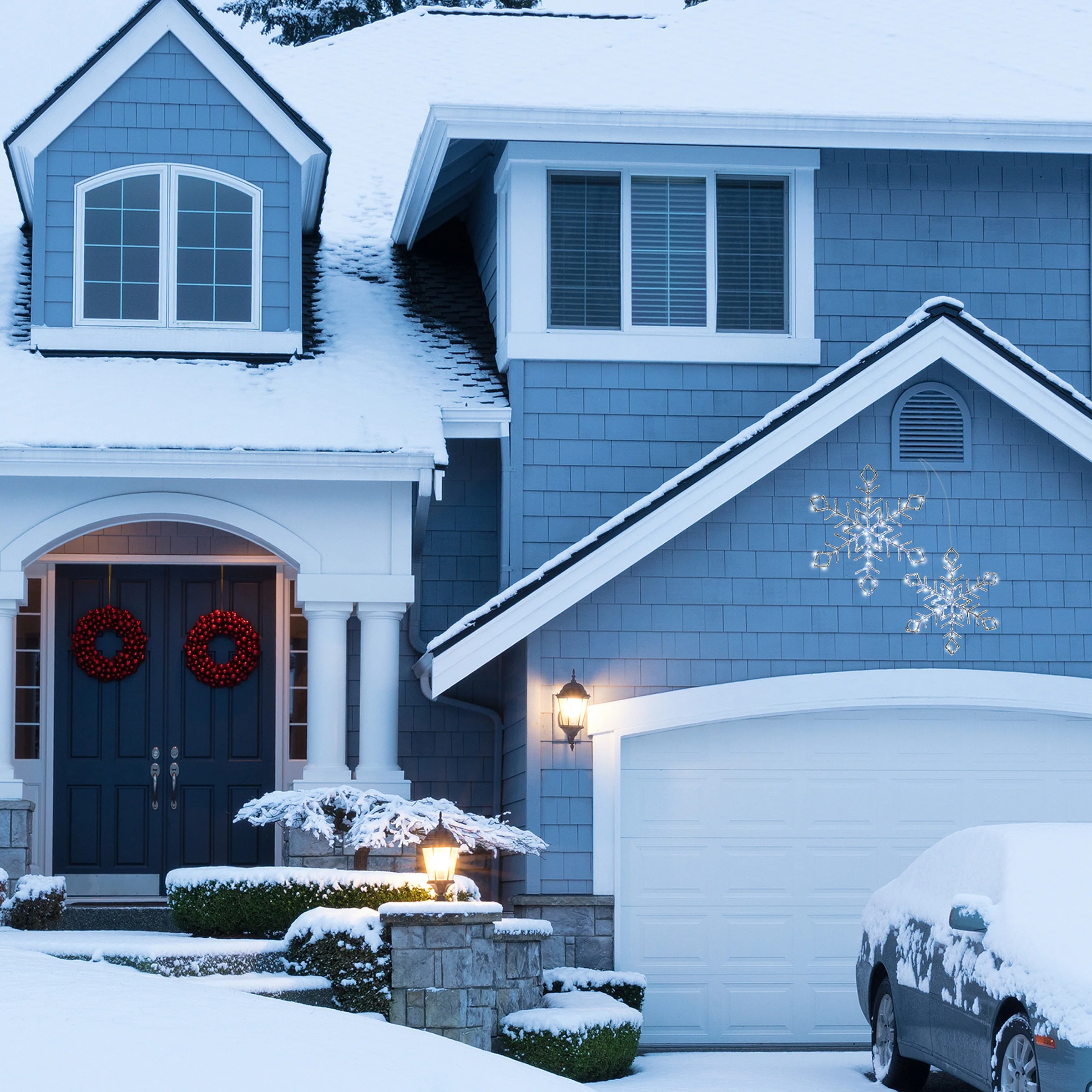 24 in. Pre Lit Diamond Tip Snowflake Decorationvwith Cool White LED Lights, Plug-In - Image 2