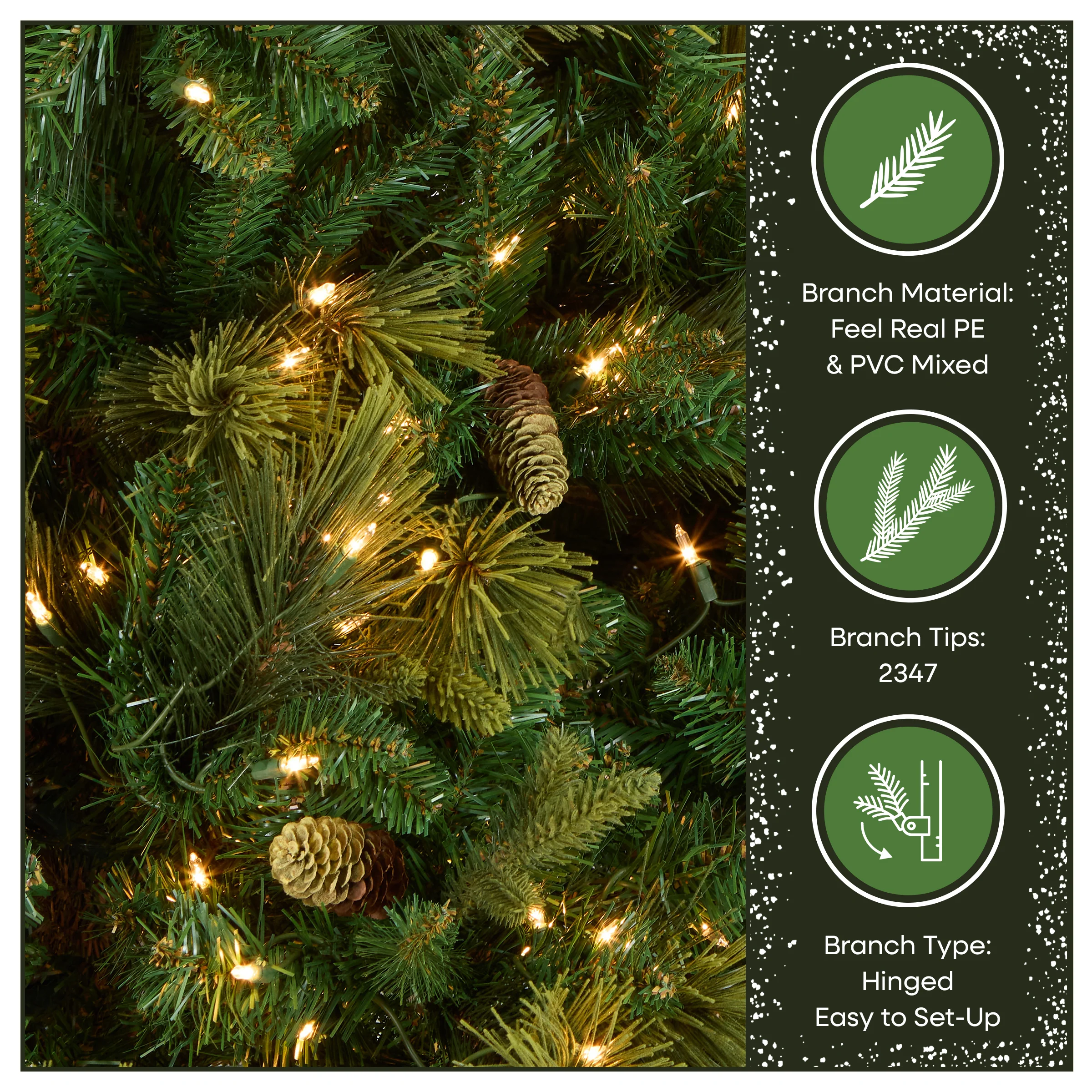 9 ft. Pre-Lit Carolina Pine Tree with Clear Lights with 900 Clear Lights - Image 7