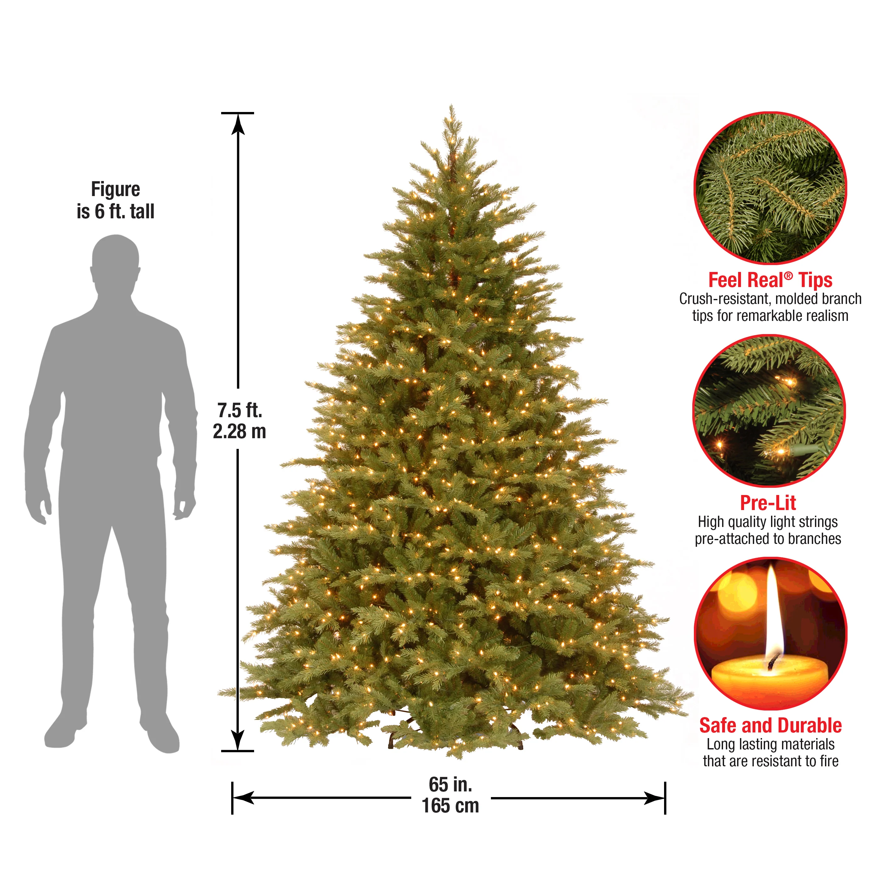 7.5ft. Pre-Lit Nordic Spruce Tree with Clear Lights, Plug-In - Image 6