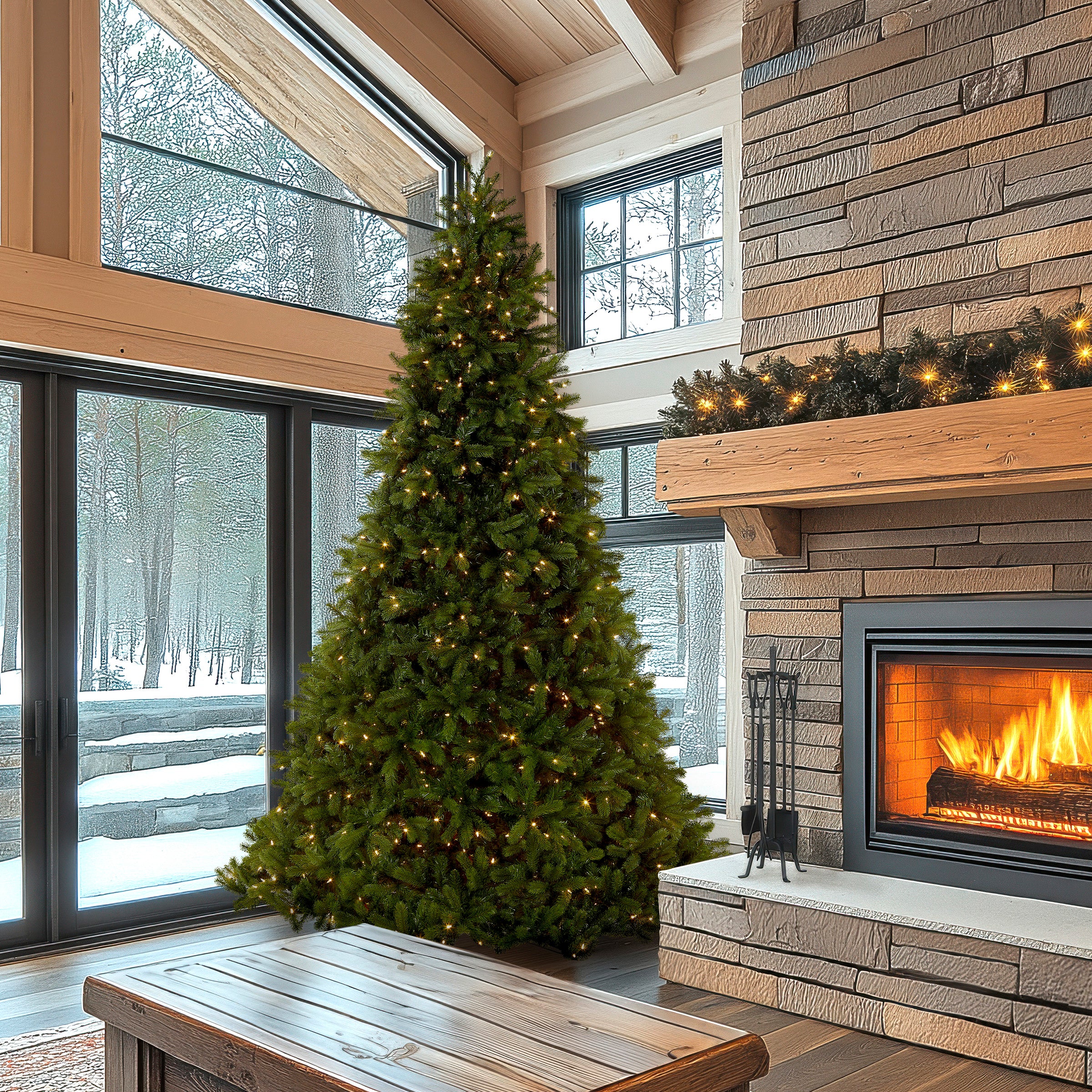 10 ft. Pre-Lit Downswept Douglas Fir Tree with Dual Color LED Lights, Plug-In - Image 2