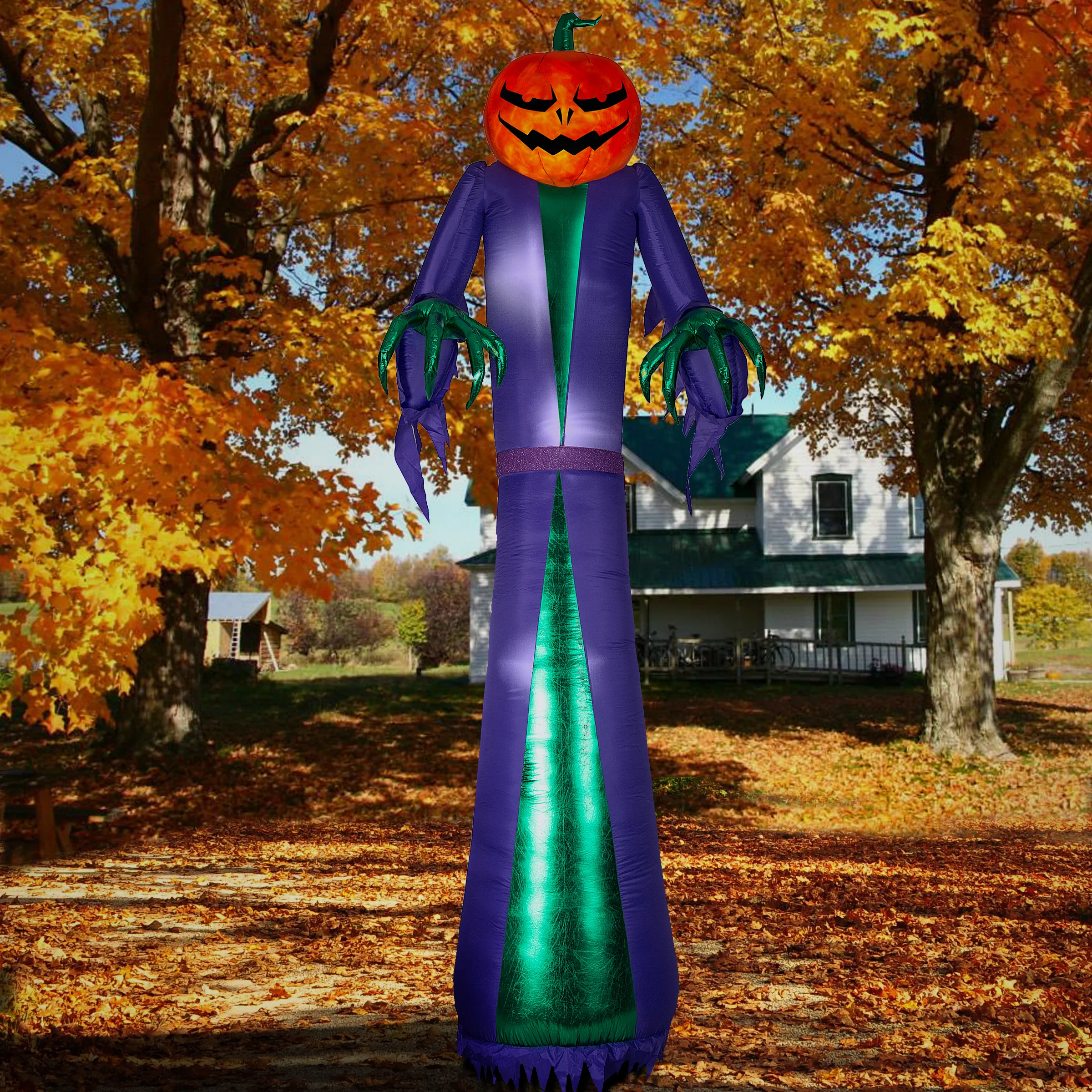 12 ft. Pre-Lit Halloween Giant Jack O Lantern Sorcerer Inflatable Decoration with LED lights - Image 2
