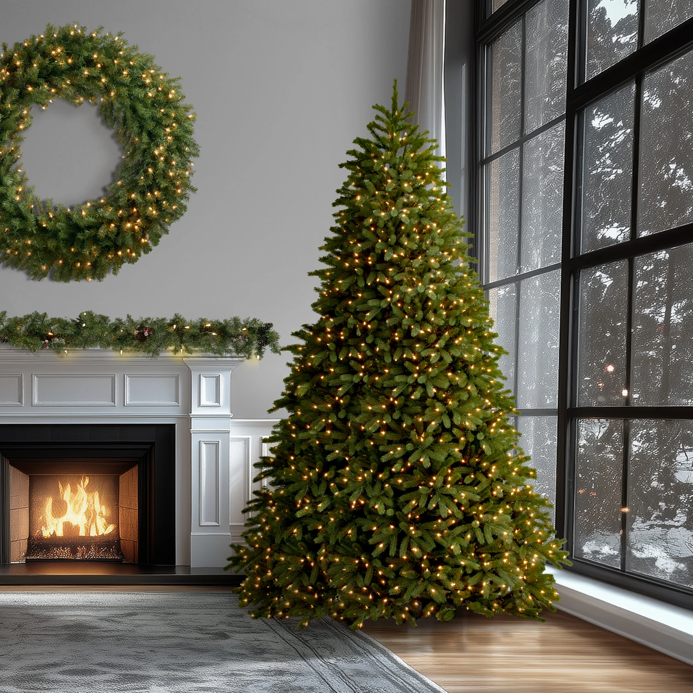 10 ft. Pre-Lit Jersey Fraser Fir Medium Tree with Dual Color LED Lights, Plug-In - Image 2