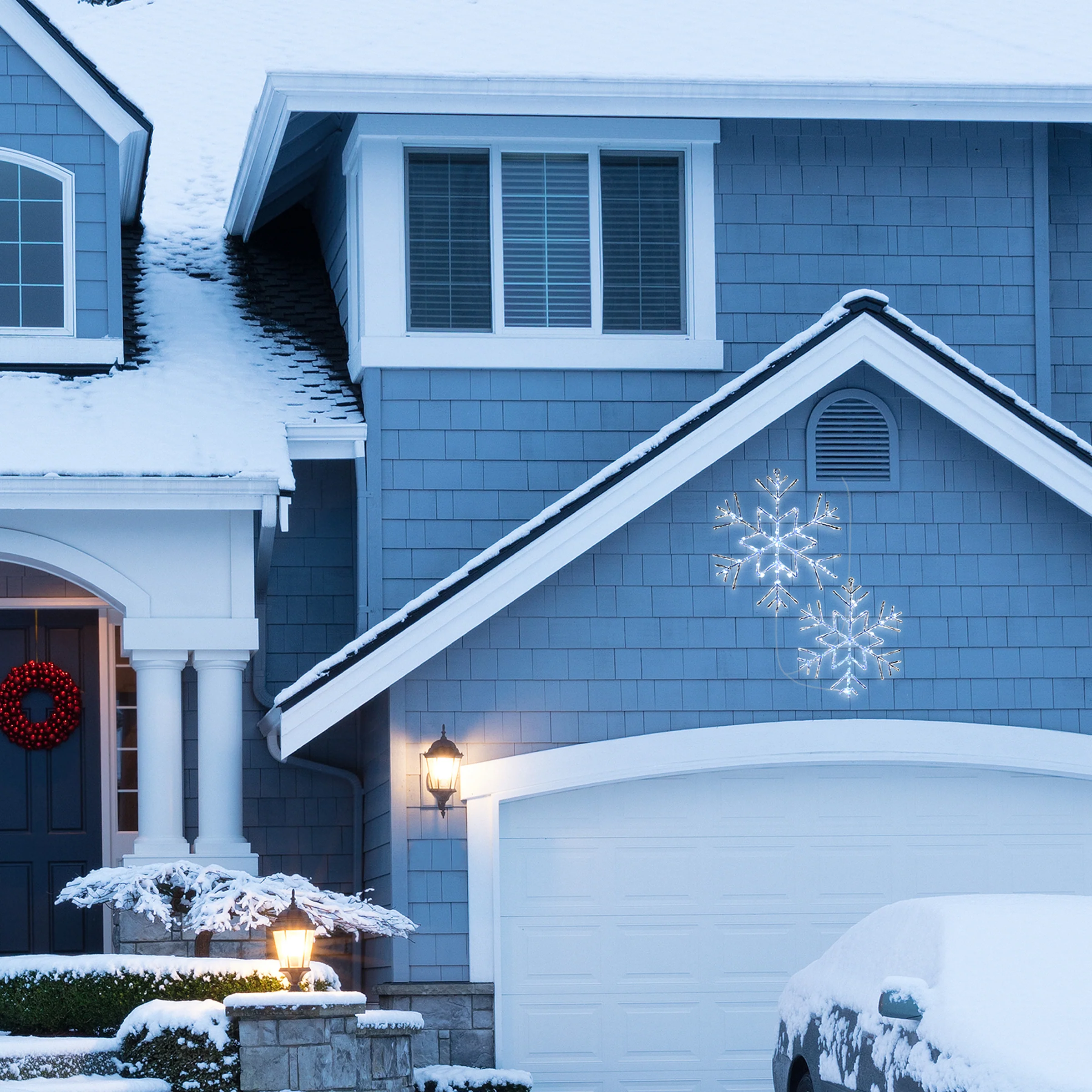 24 in. Pre Lit Six Point Star Snowflake Decoration with Cool White LED Lights, Plug-In - Image 2