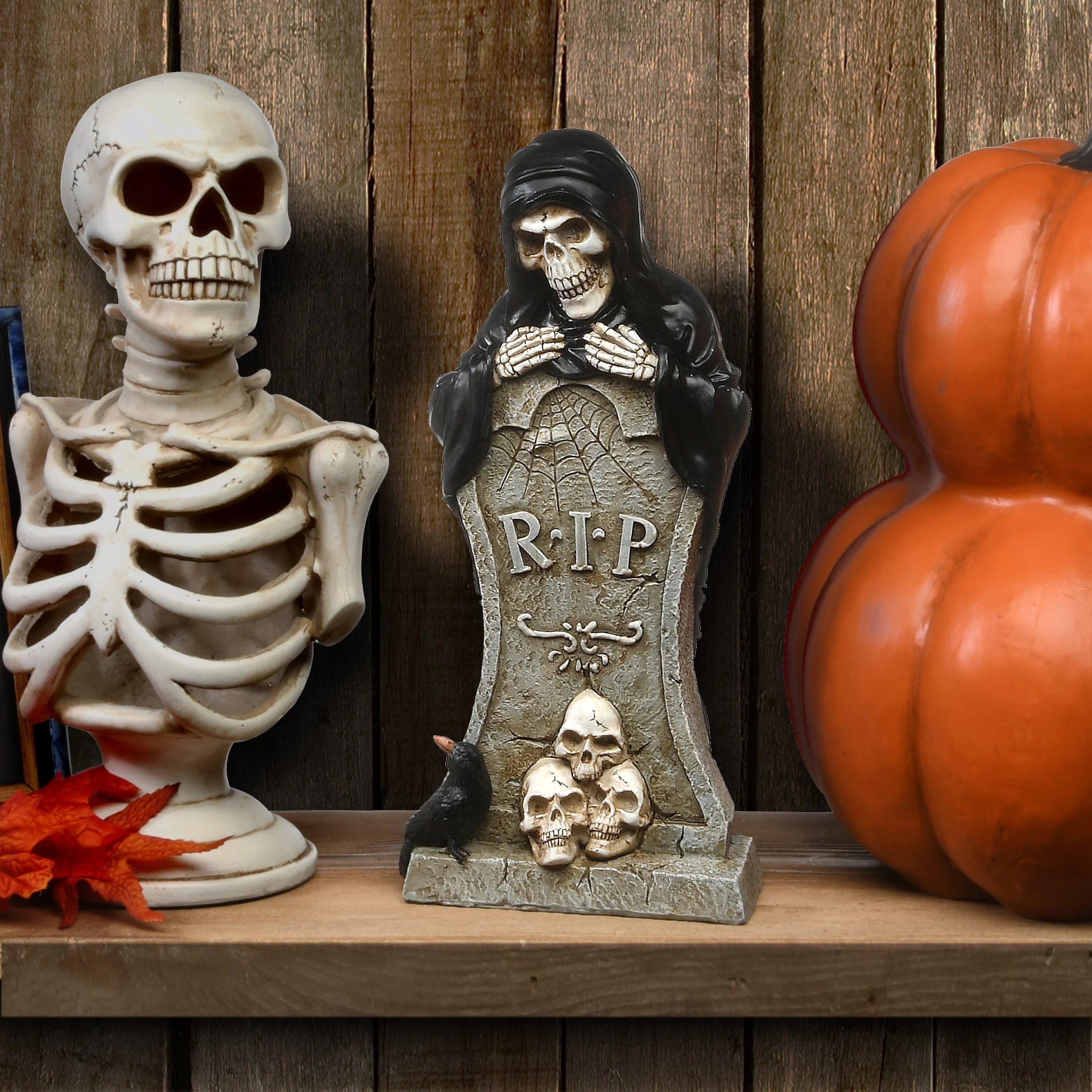 12 in. Halloween Skeleton Behind a Tombstone Decoration - Image 2