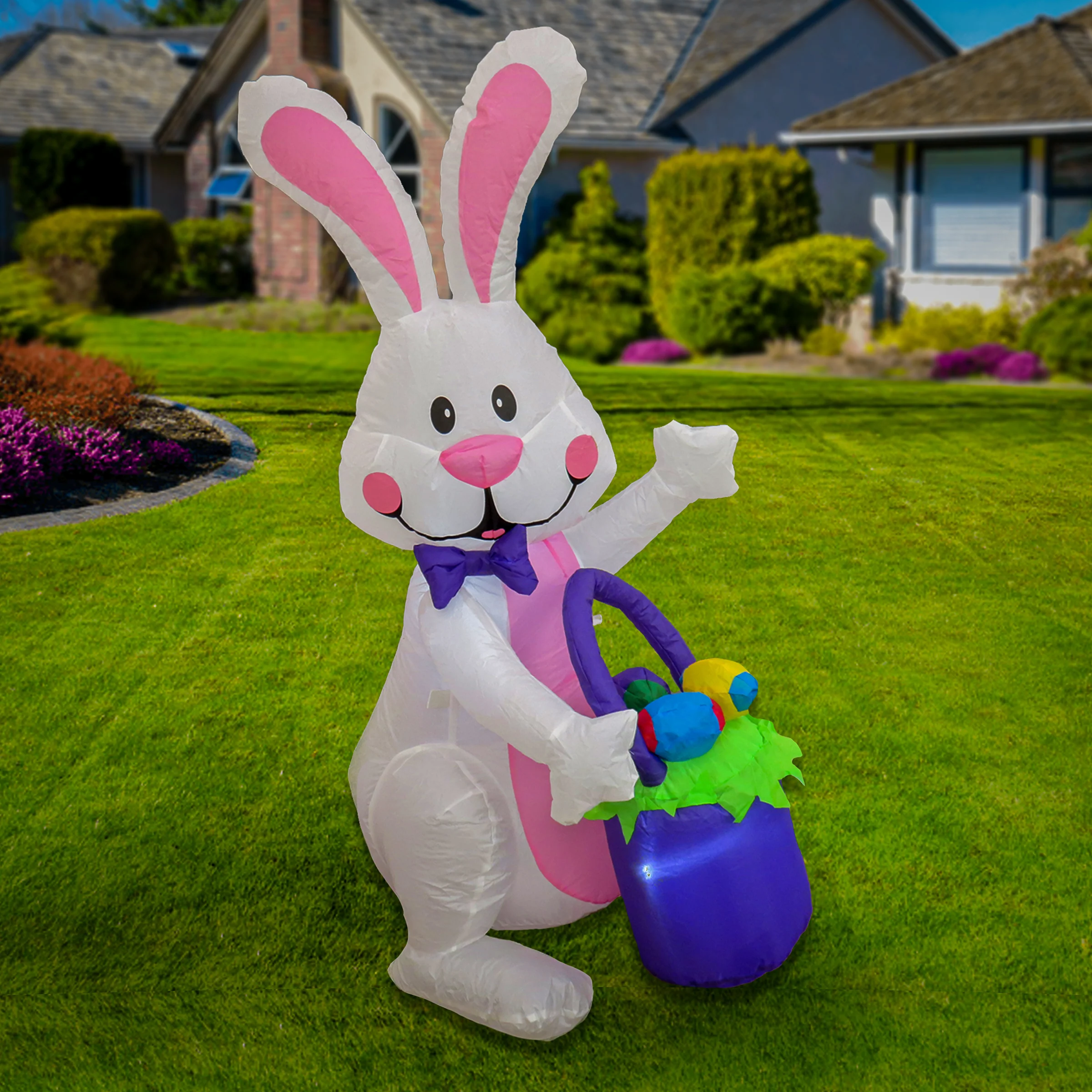 4 ft. Inflatable Waving Easter Bunny Decoration - Image 2