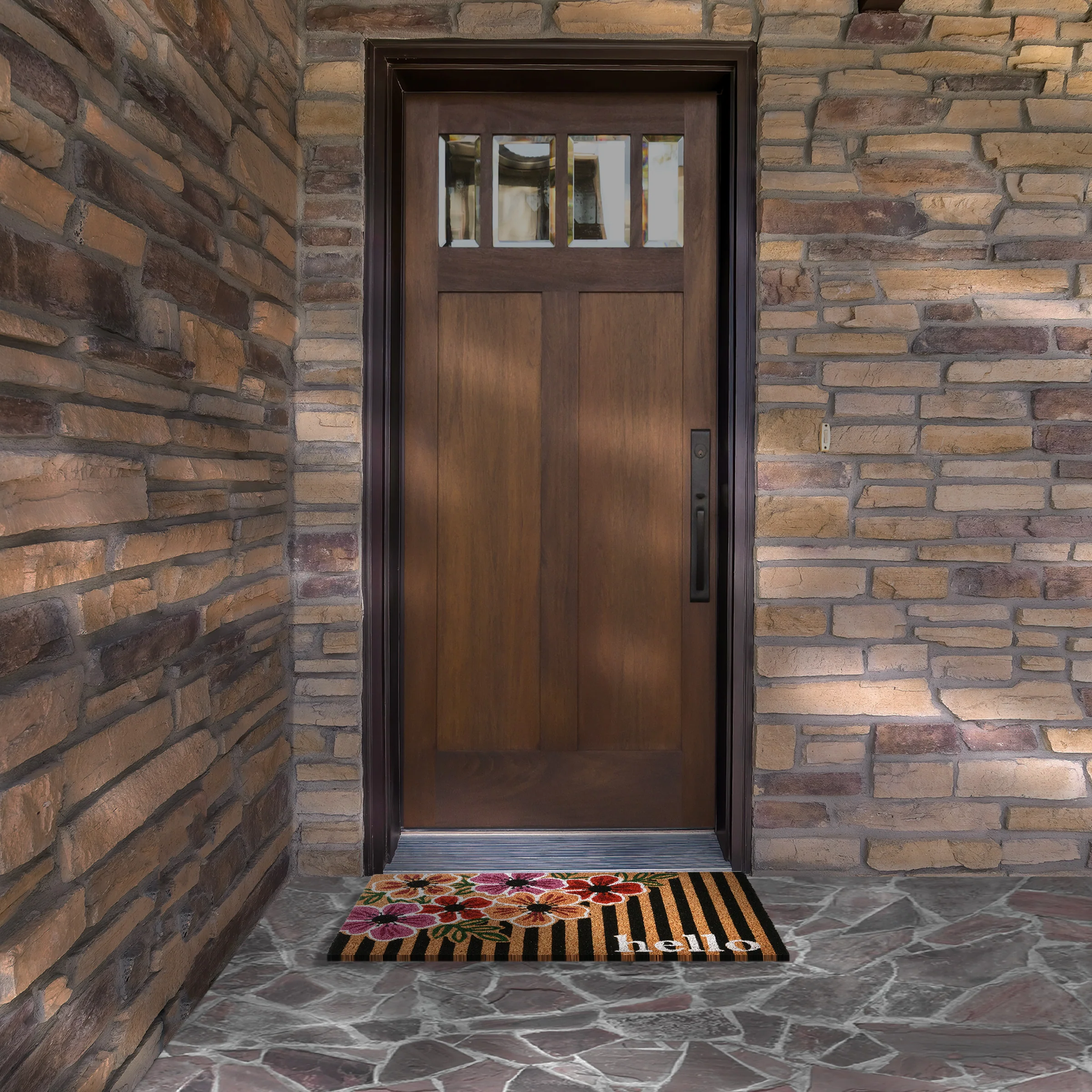 National Tree Company Welcome Entrance Mat, Brown, Flower Bloom Theme, Spring Collection, 30 Inches - Image 2