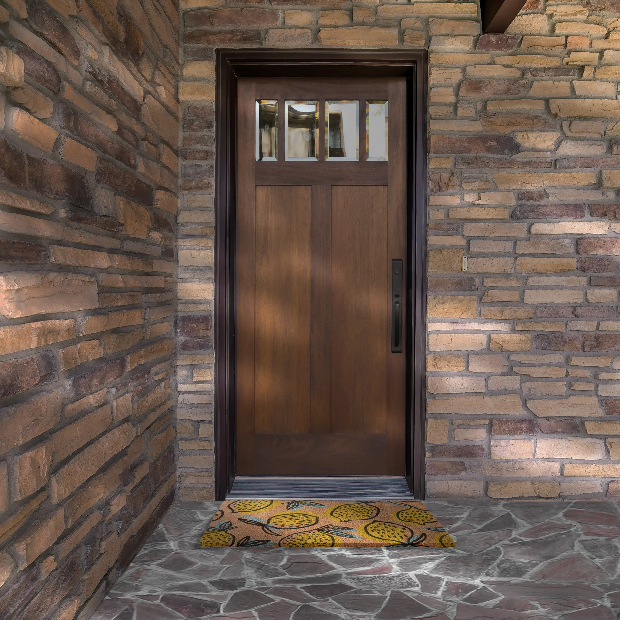 Welcome Entrance Mat, Brown, Lemon Theme, Spring Collection, 30 Inches - Image 2