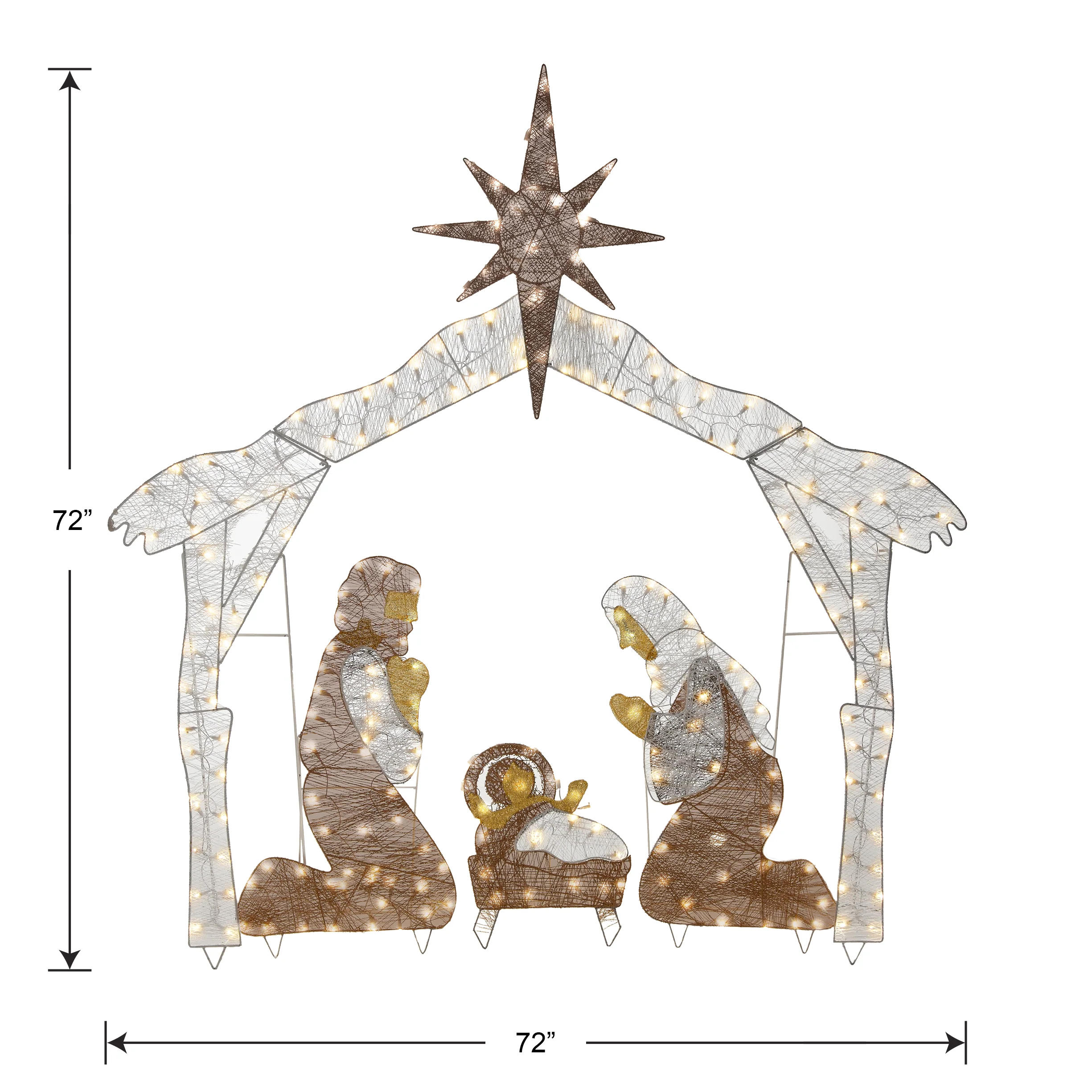 72 in. Nativity Scene with White LED Lights, Plug-In - Image 5